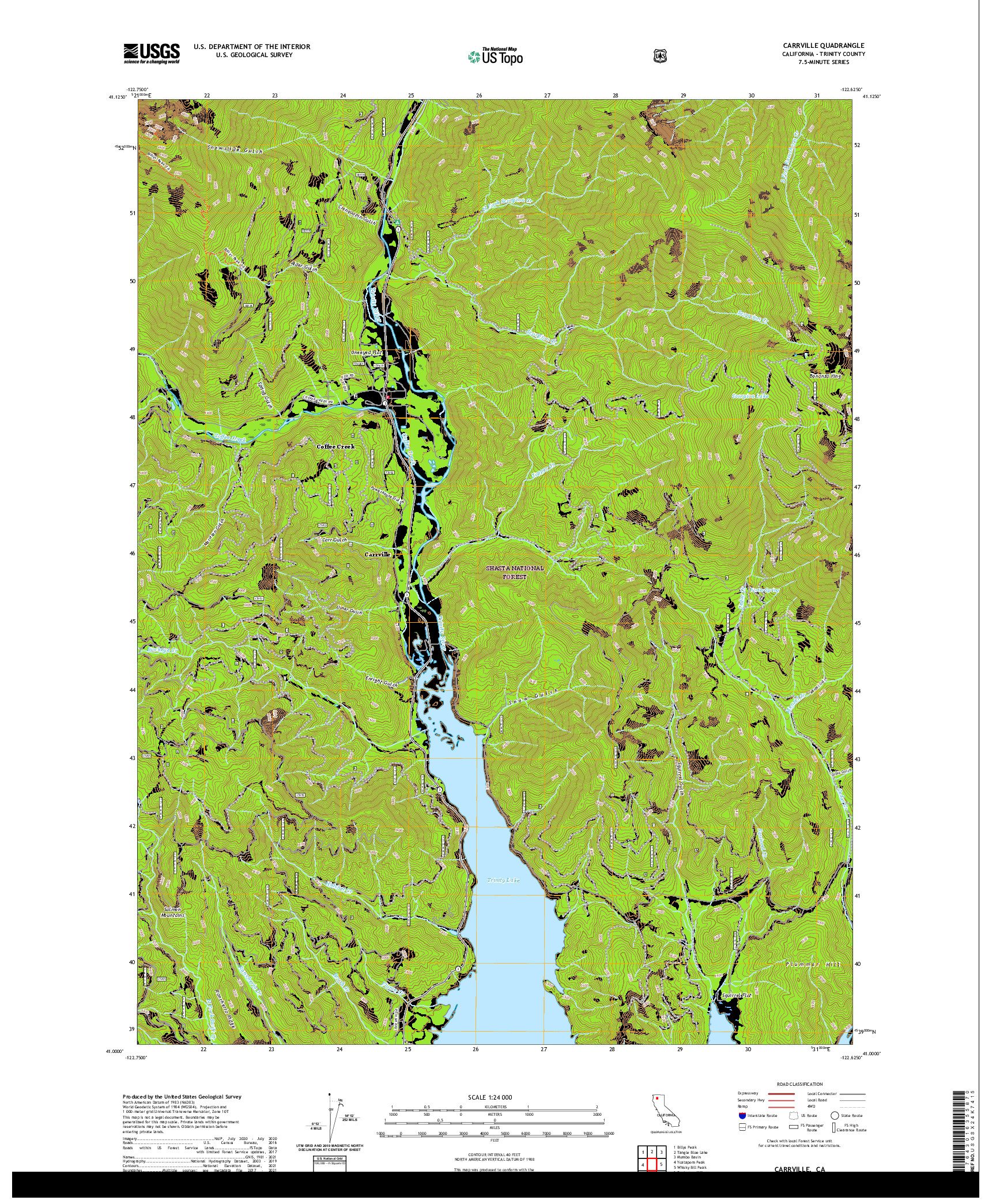 US TOPO 7.5-MINUTE MAP FOR CARRVILLE, CA