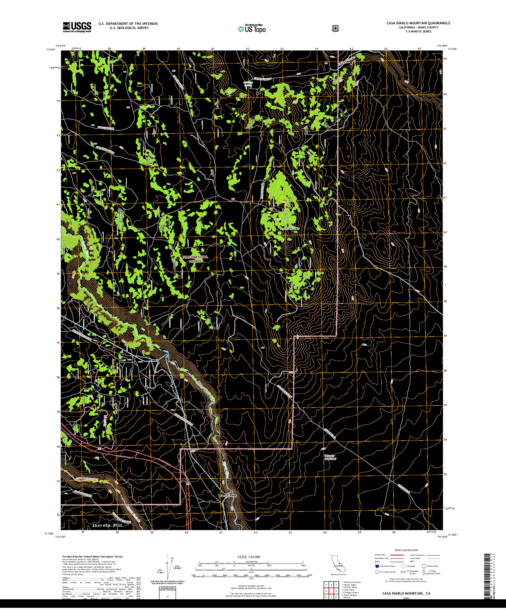 US TOPO 7.5-MINUTE MAP FOR CASA DIABLO MOUNTAIN, CA