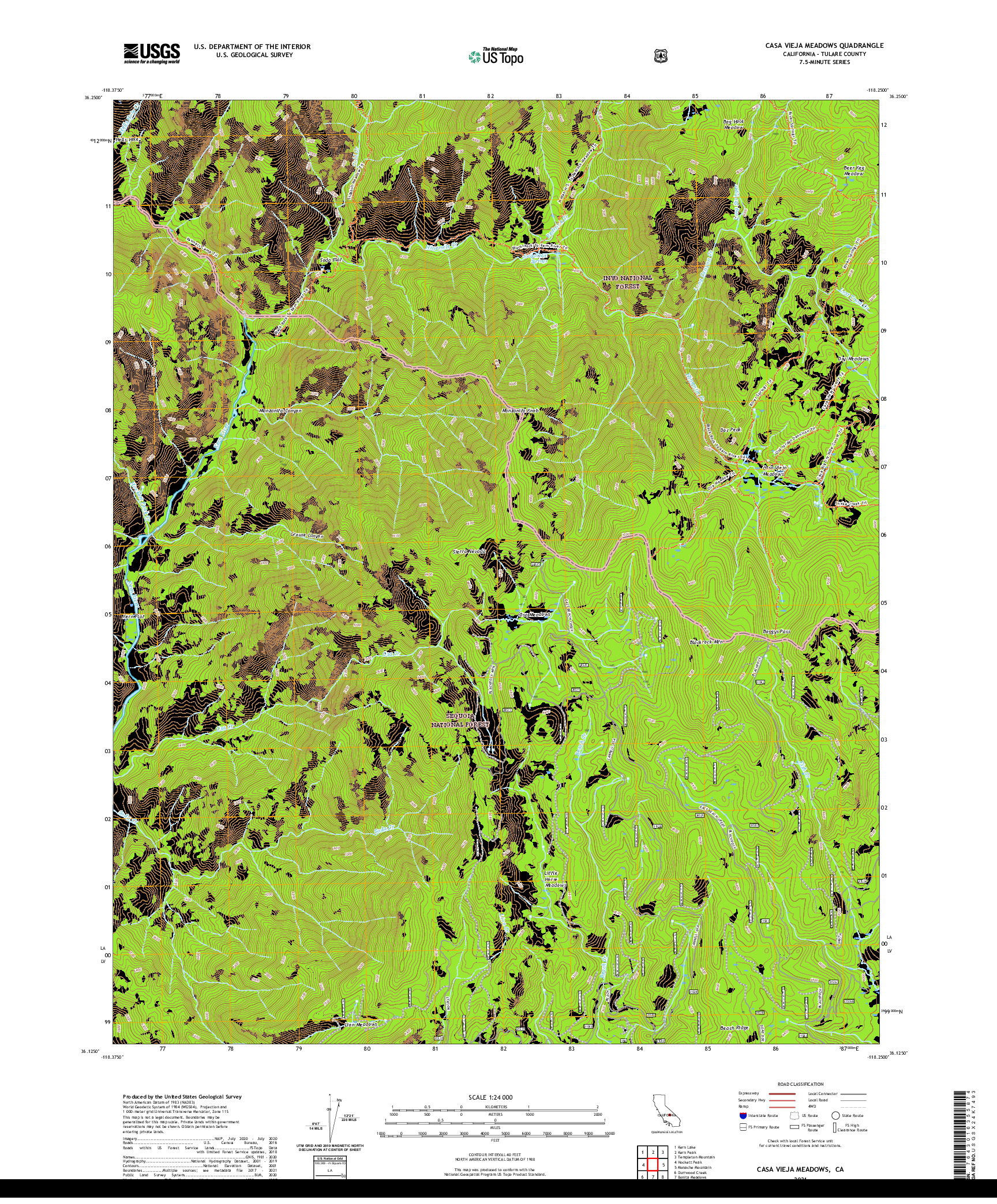 US TOPO 7.5-MINUTE MAP FOR CASA VIEJA MEADOWS, CA