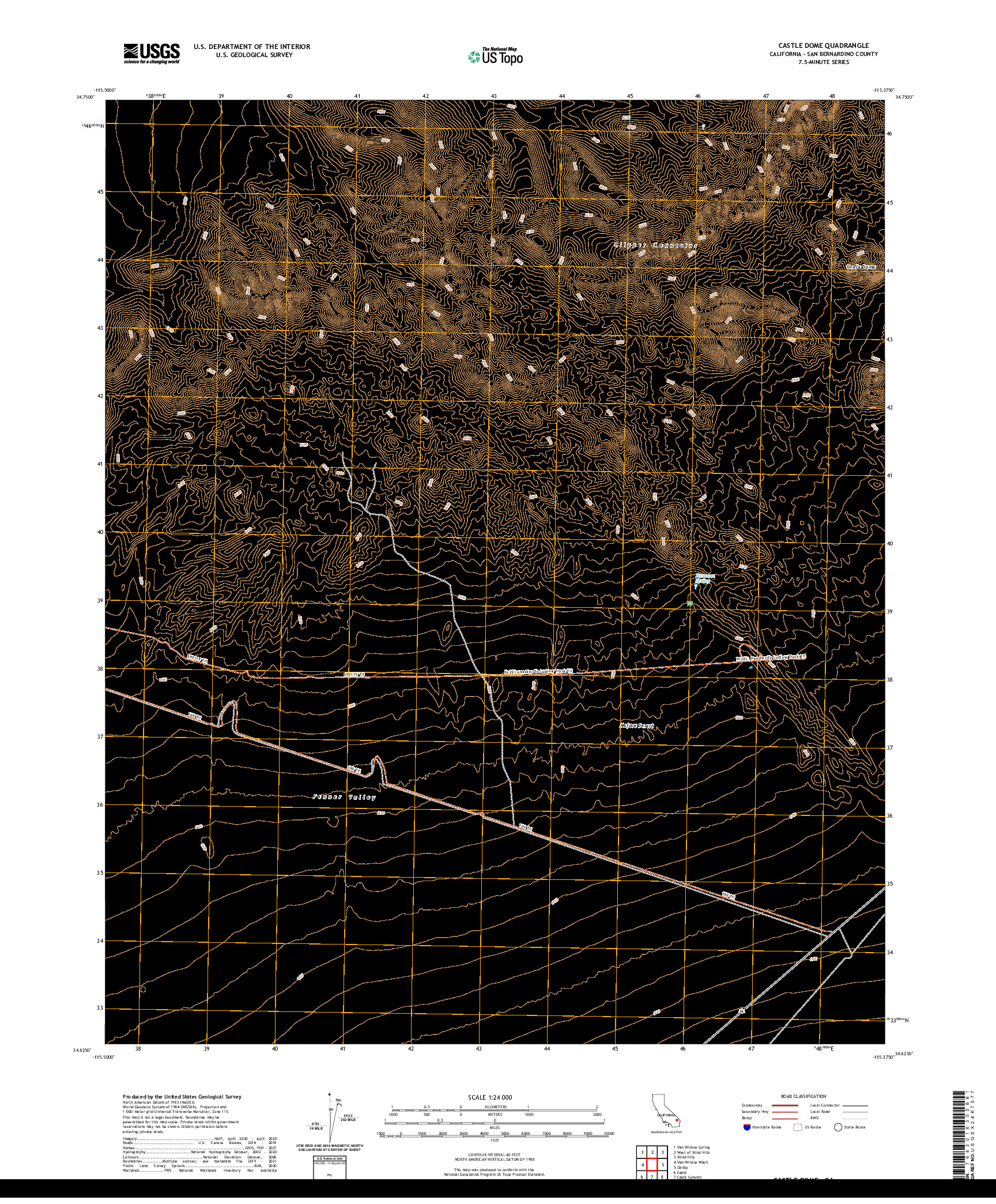 US TOPO 7.5-MINUTE MAP FOR CASTLE DOME, CA