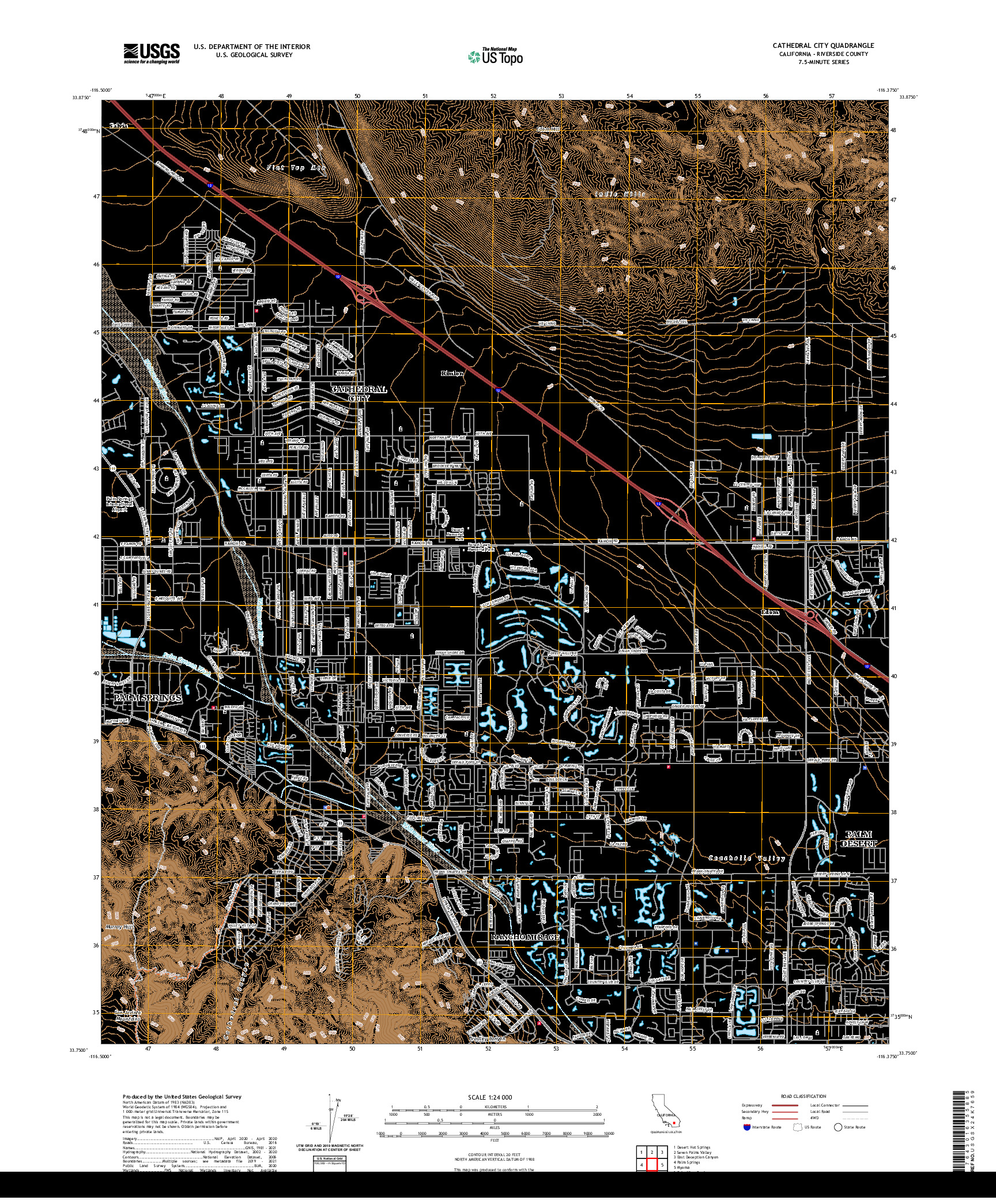 US TOPO 7.5-MINUTE MAP FOR CATHEDRAL CITY, CA