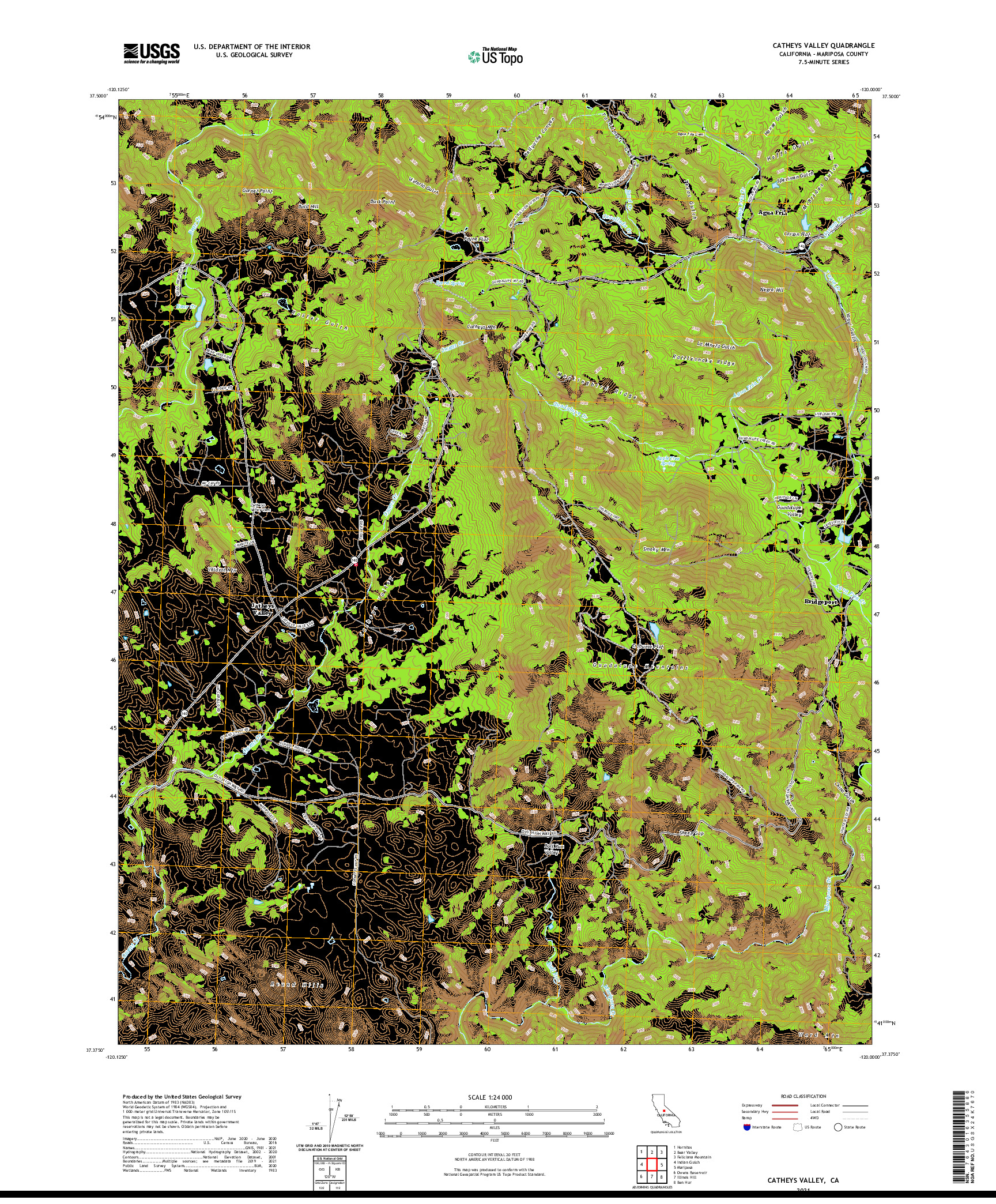 US TOPO 7.5-MINUTE MAP FOR CATHEYS VALLEY, CA