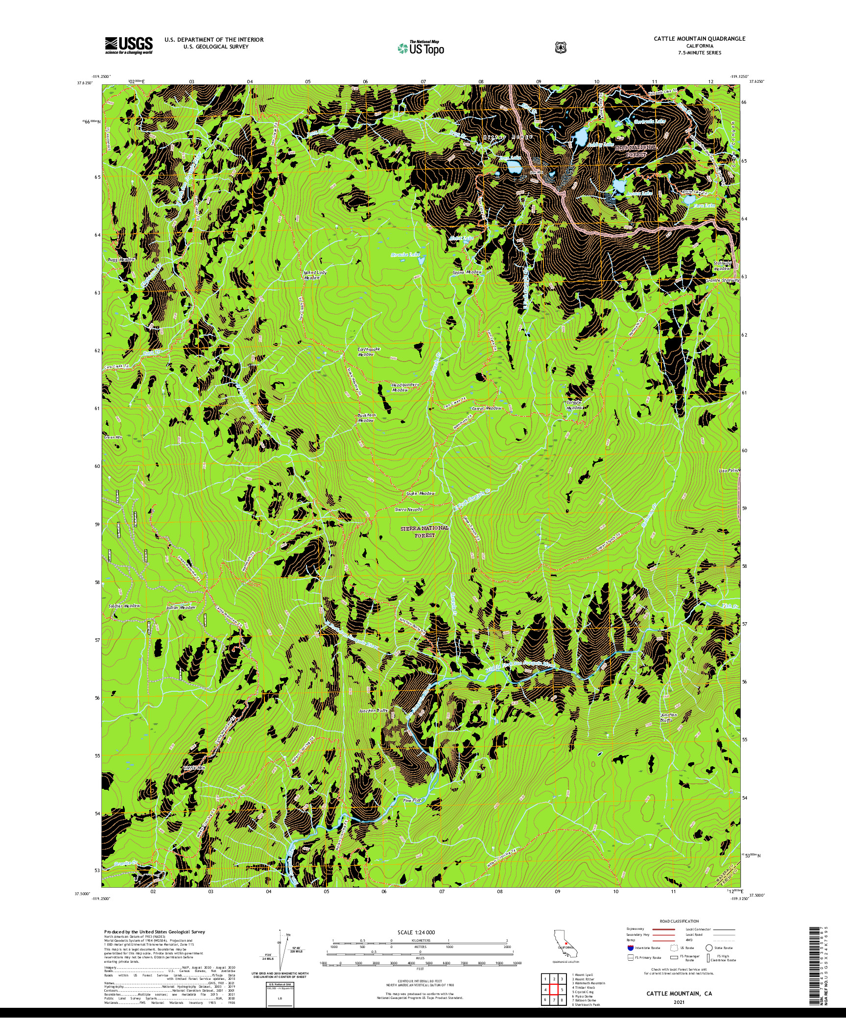 US TOPO 7.5-MINUTE MAP FOR CATTLE MOUNTAIN, CA