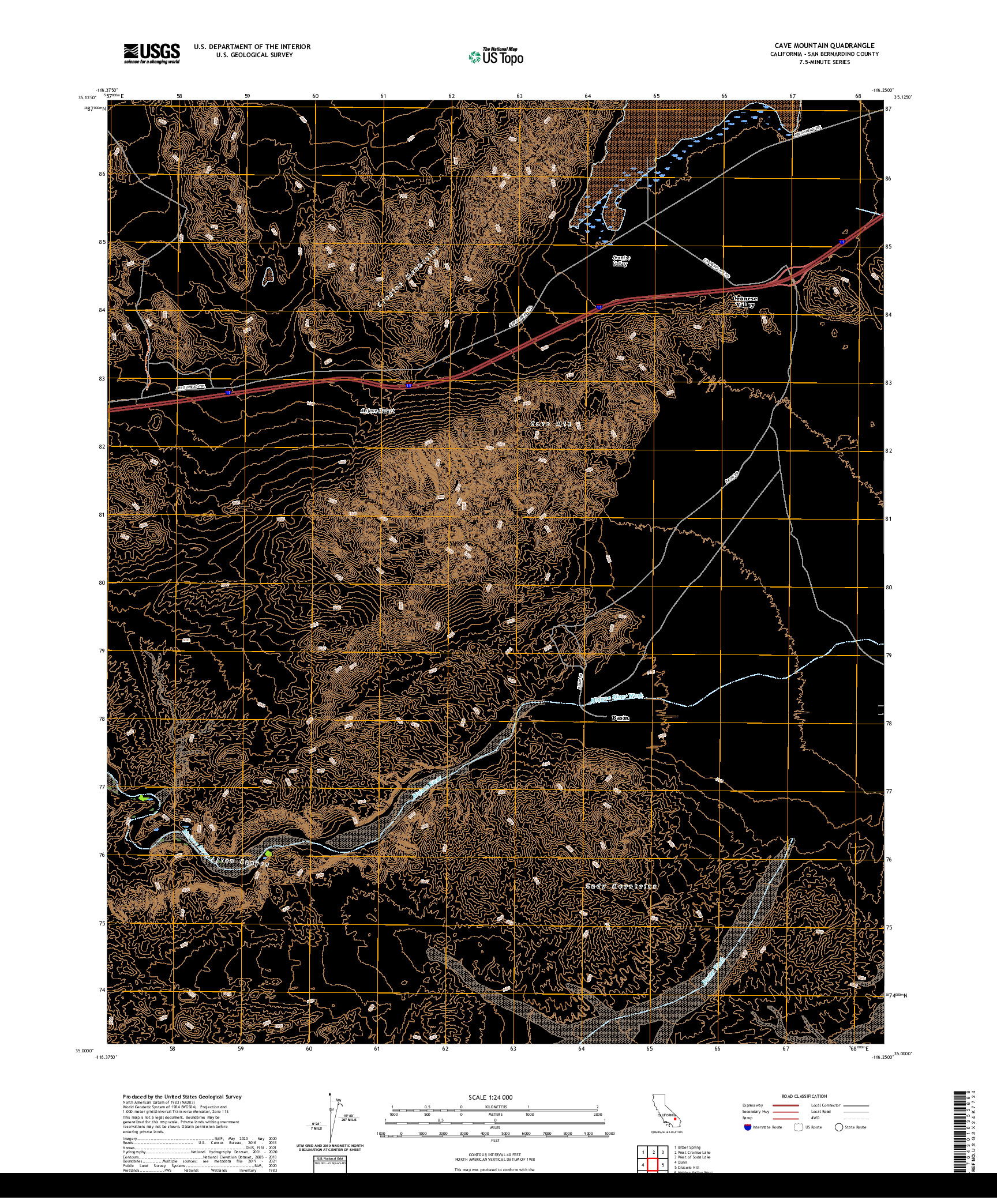 US TOPO 7.5-MINUTE MAP FOR CAVE MOUNTAIN, CA