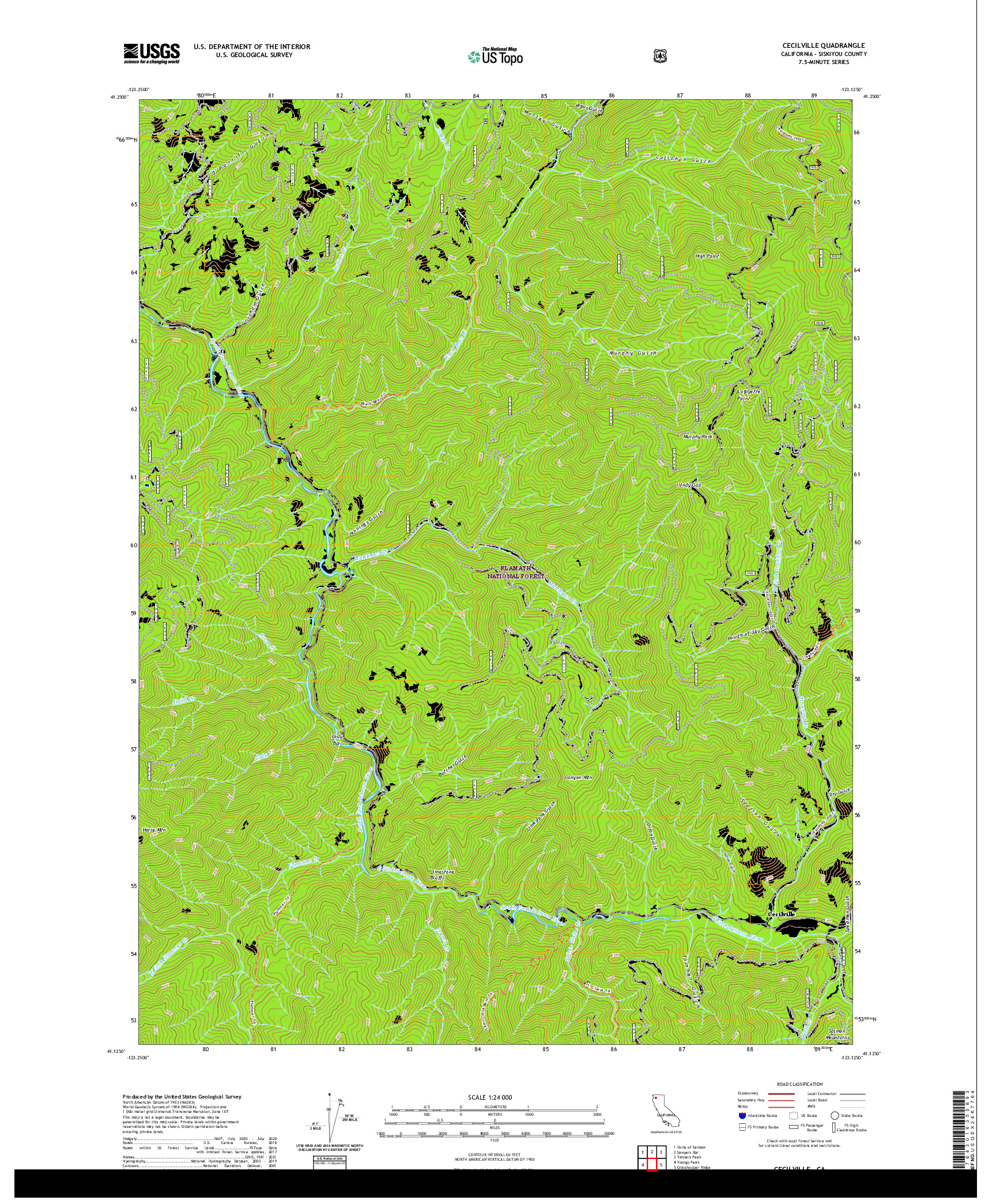 US TOPO 7.5-MINUTE MAP FOR CECILVILLE, CA