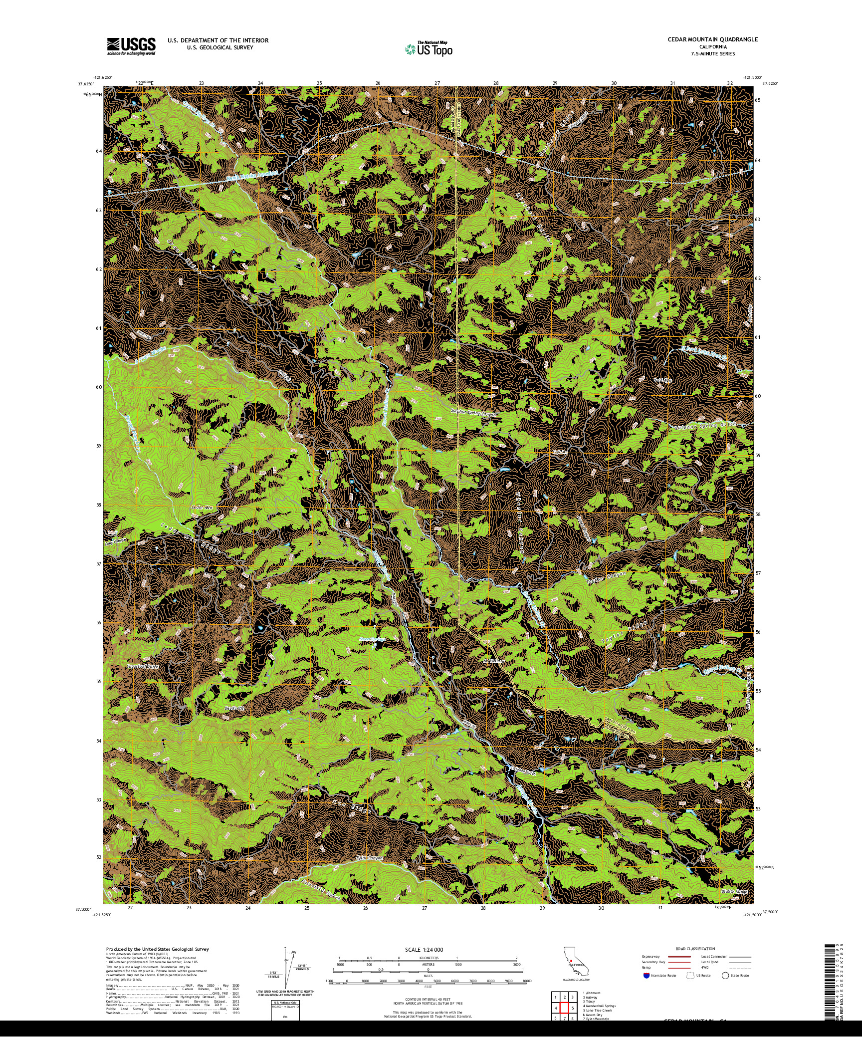 US TOPO 7.5-MINUTE MAP FOR CEDAR MOUNTAIN, CA