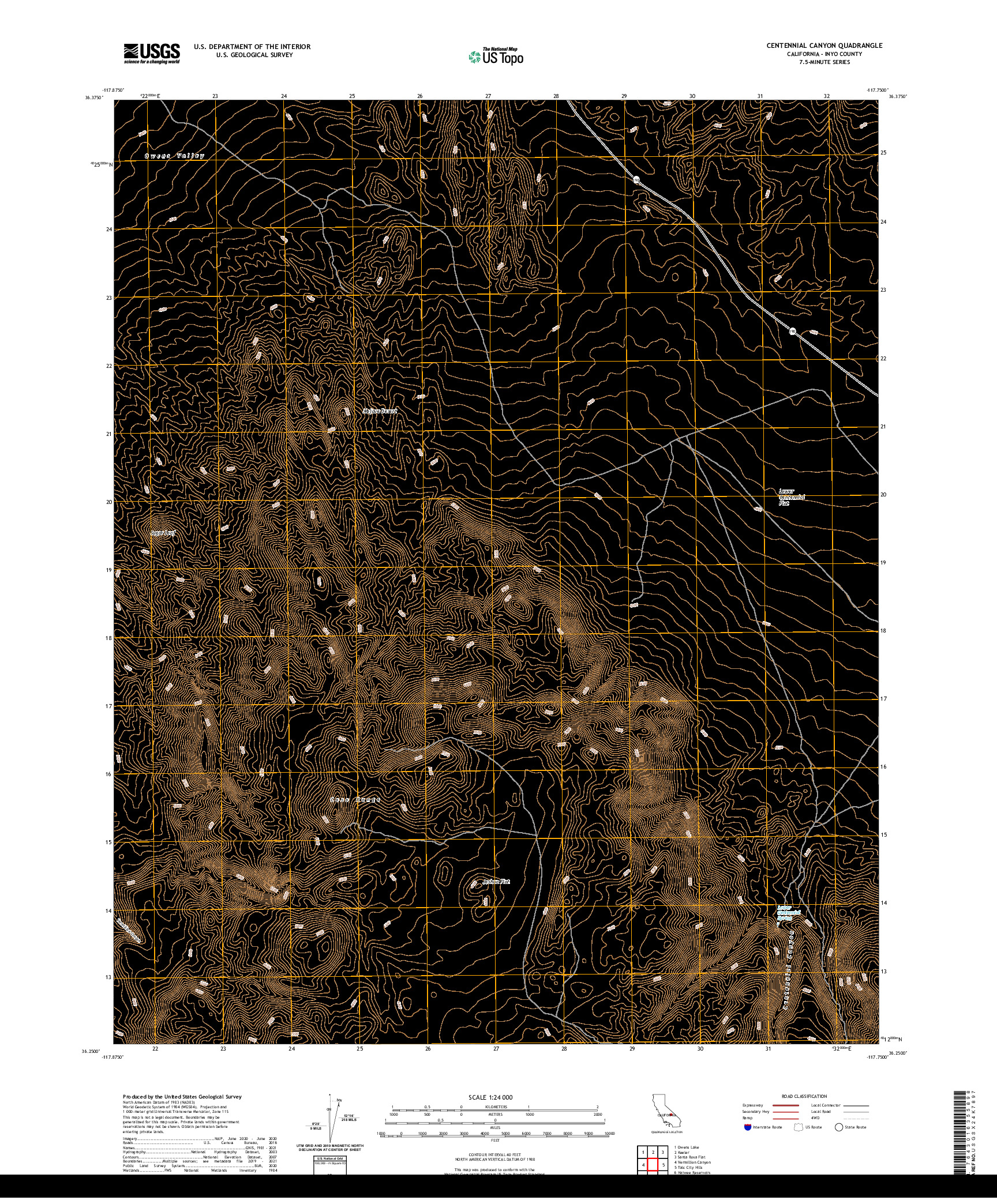 US TOPO 7.5-MINUTE MAP FOR CENTENNIAL CANYON, CA