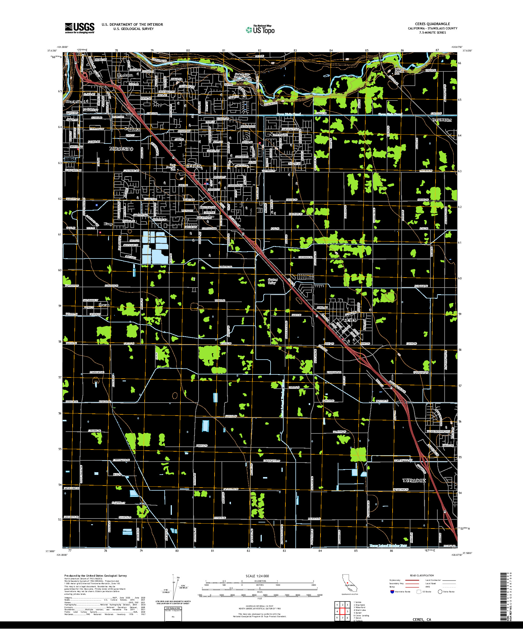 US TOPO 7.5-MINUTE MAP FOR CERES, CA