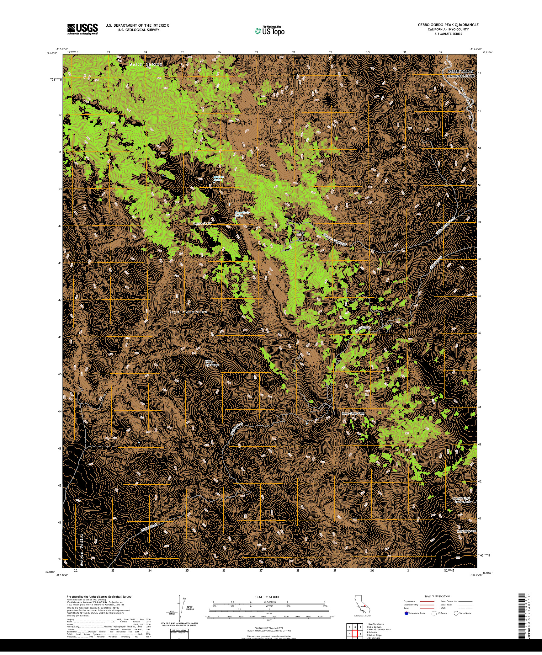 US TOPO 7.5-MINUTE MAP FOR CERRO GORDO PEAK, CA