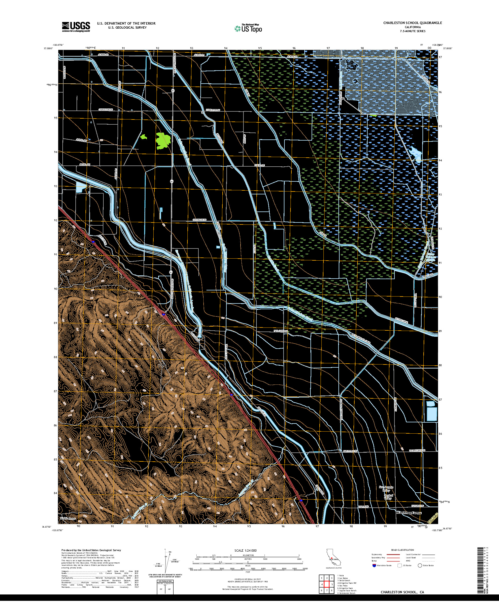 US TOPO 7.5-MINUTE MAP FOR CHARLESTON SCHOOL, CA