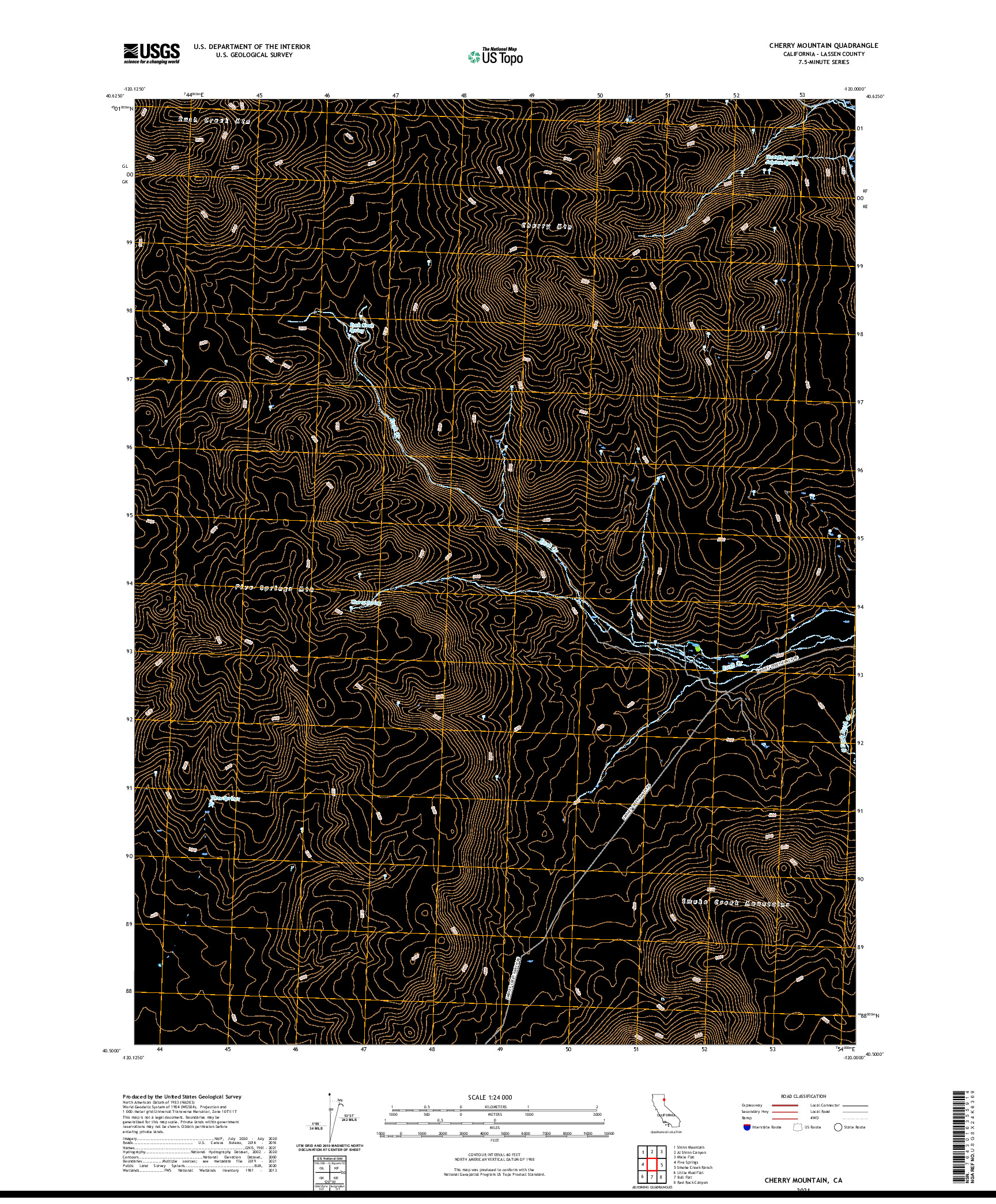 US TOPO 7.5-MINUTE MAP FOR CHERRY MOUNTAIN, CA