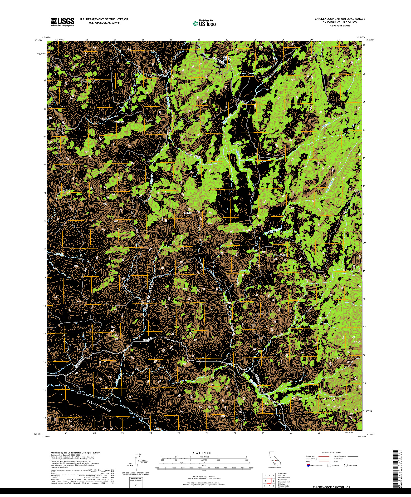 US TOPO 7.5-MINUTE MAP FOR CHICKENCOOP CANYON, CA