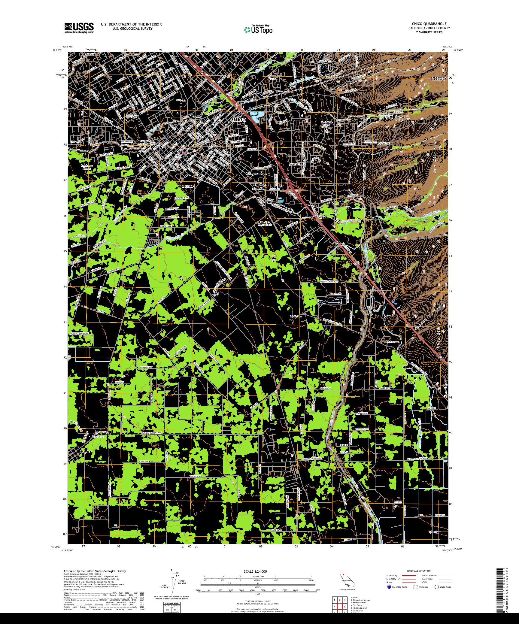 US TOPO 7.5-MINUTE MAP FOR CHICO, CA