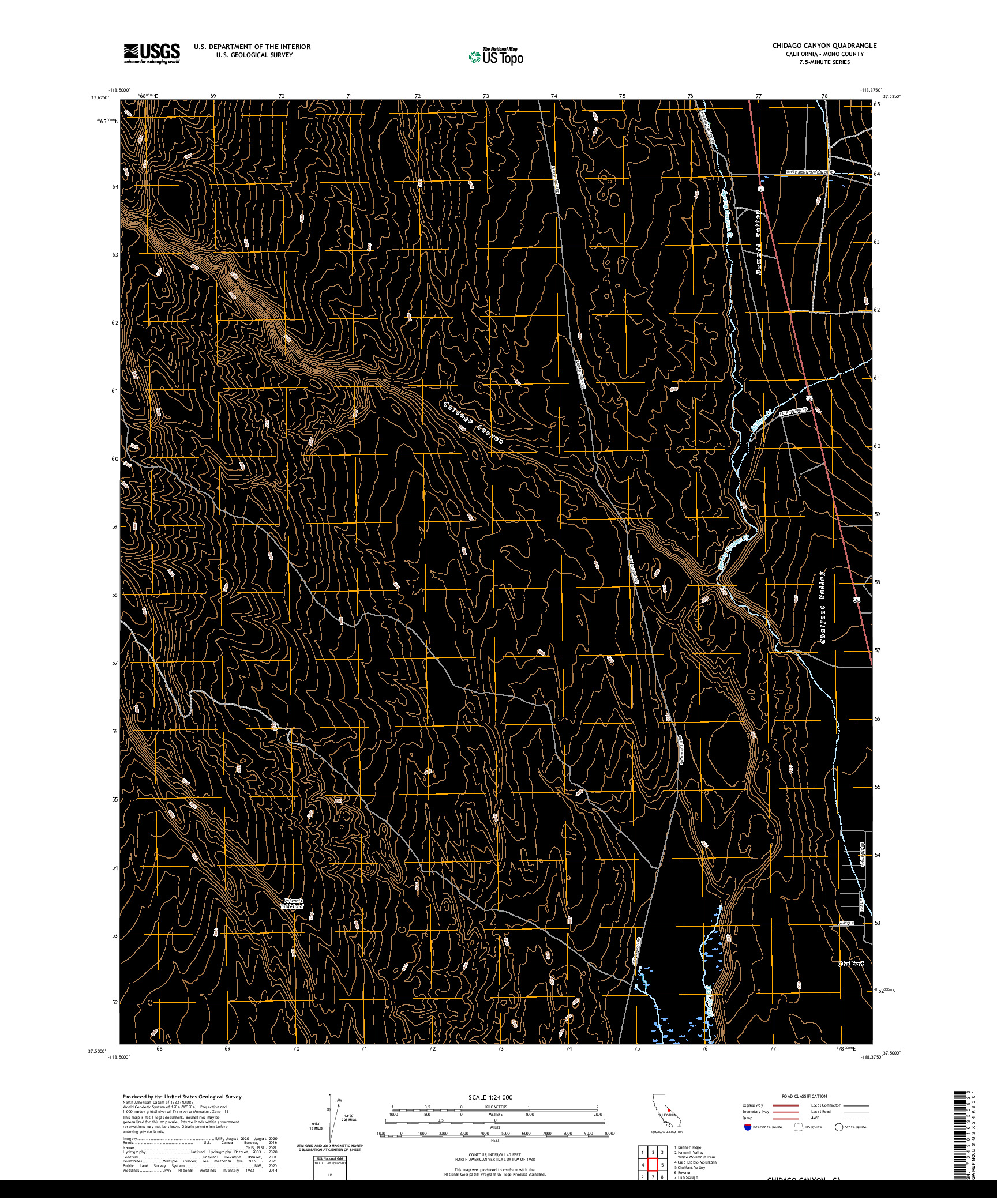 US TOPO 7.5-MINUTE MAP FOR CHIDAGO CANYON, CA