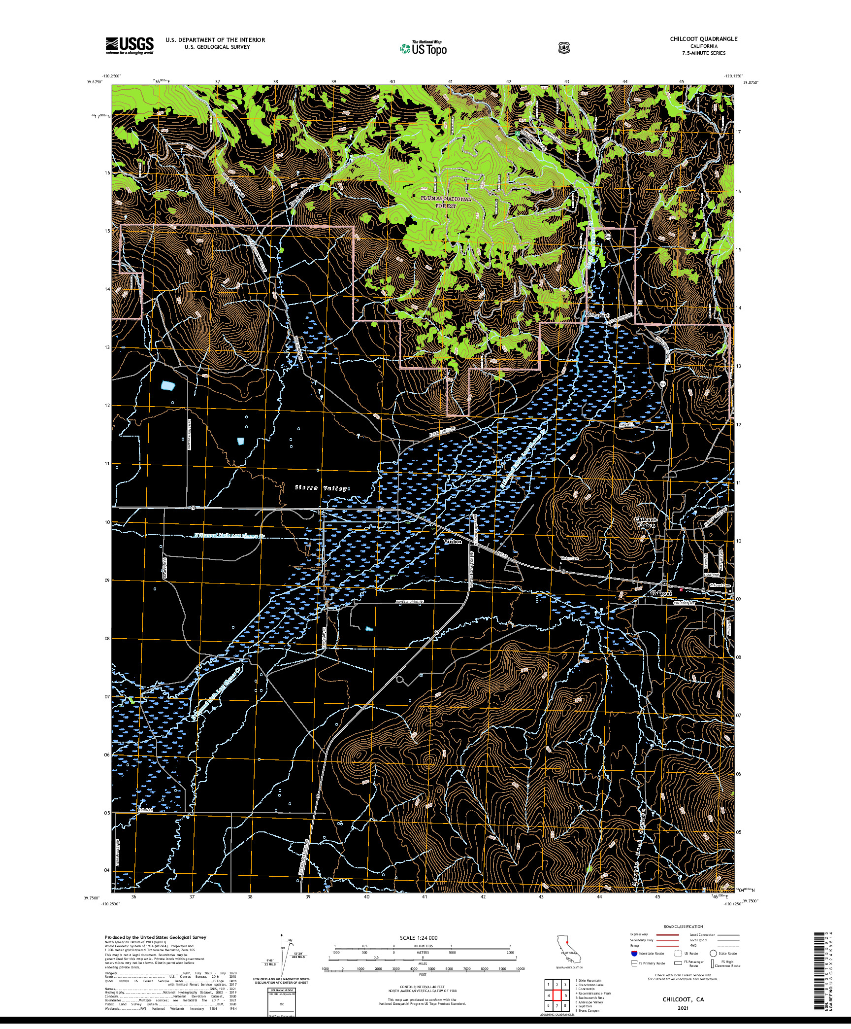 US TOPO 7.5-MINUTE MAP FOR CHILCOOT, CA