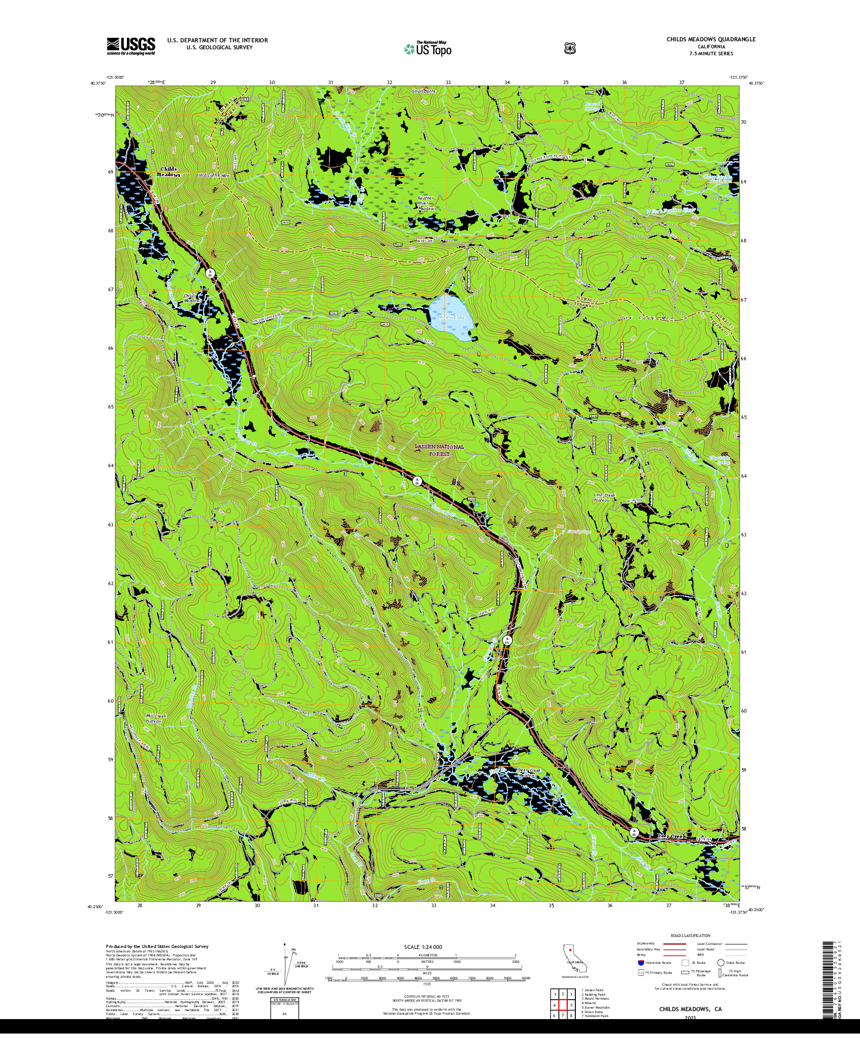 US TOPO 7.5-MINUTE MAP FOR CHILDS MEADOWS, CA