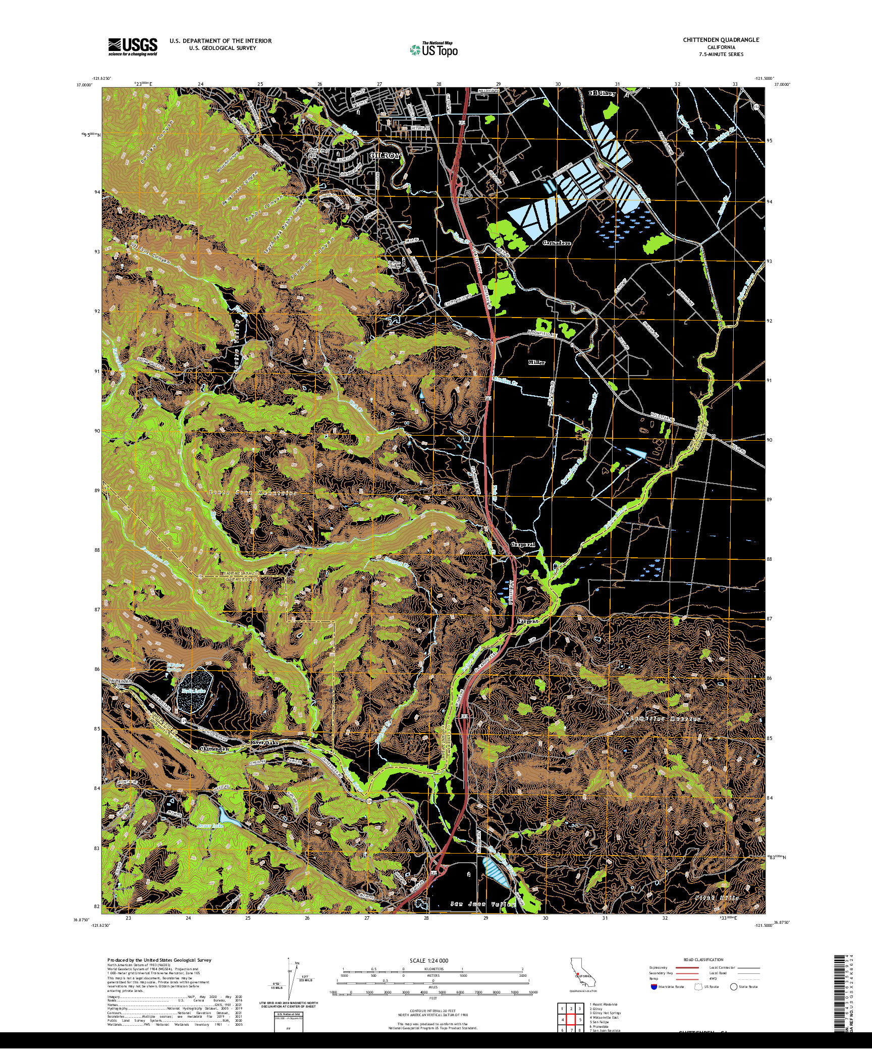 US TOPO 7.5-MINUTE MAP FOR CHITTENDEN, CA