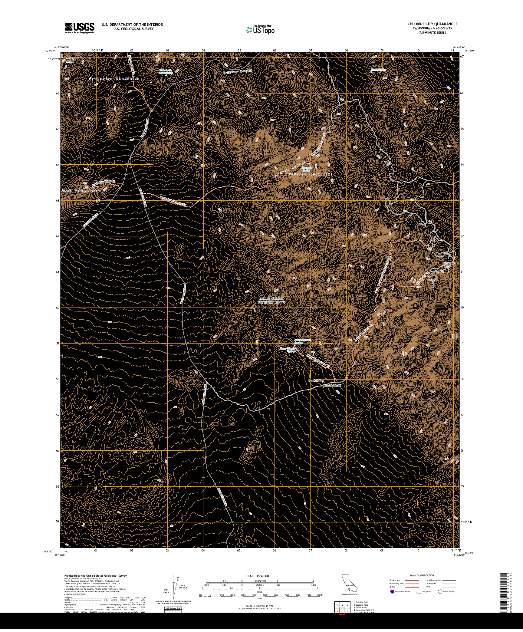 US TOPO 7.5-MINUTE MAP FOR CHLORIDE CITY, CA