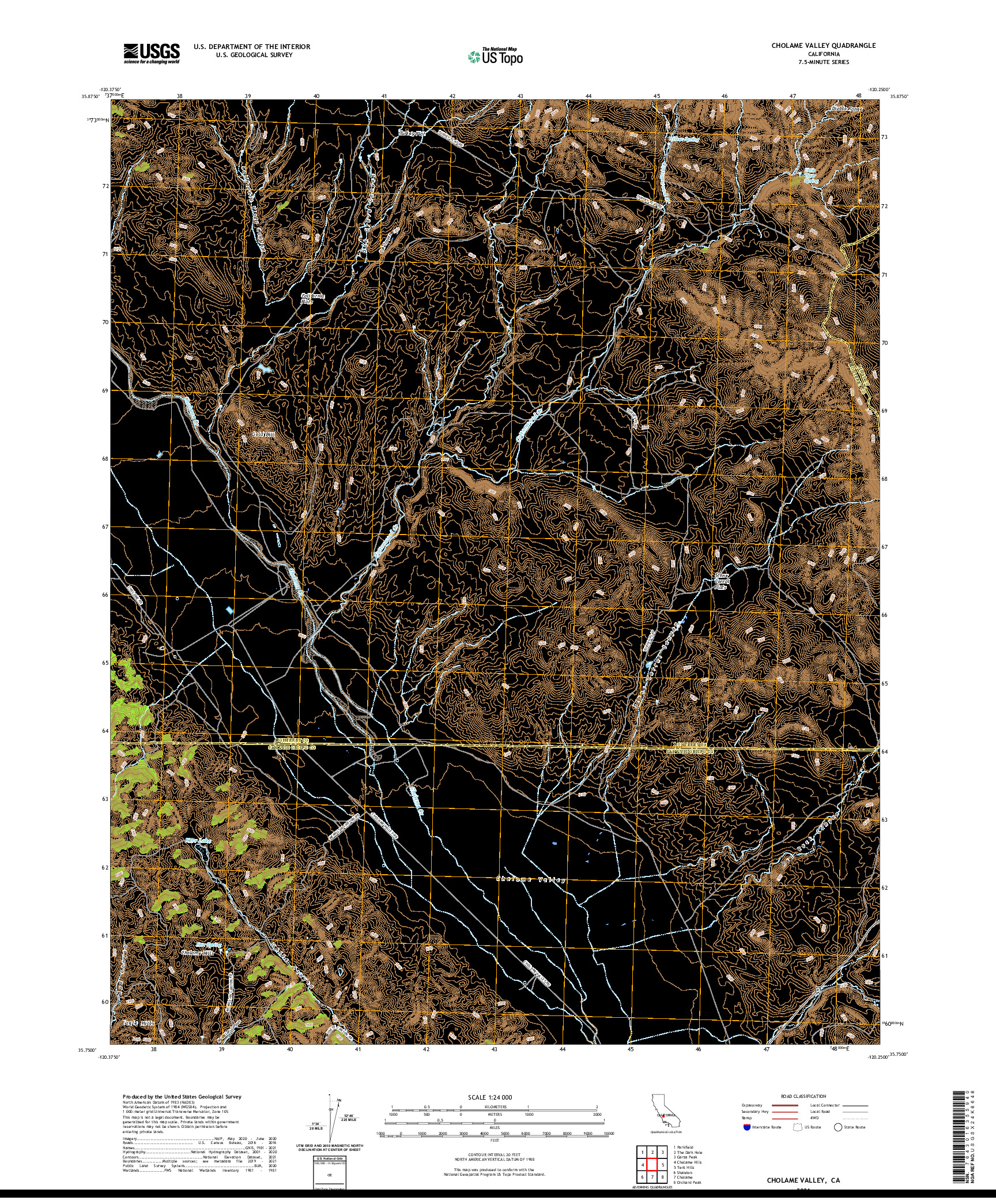 US TOPO 7.5-MINUTE MAP FOR CHOLAME VALLEY, CA