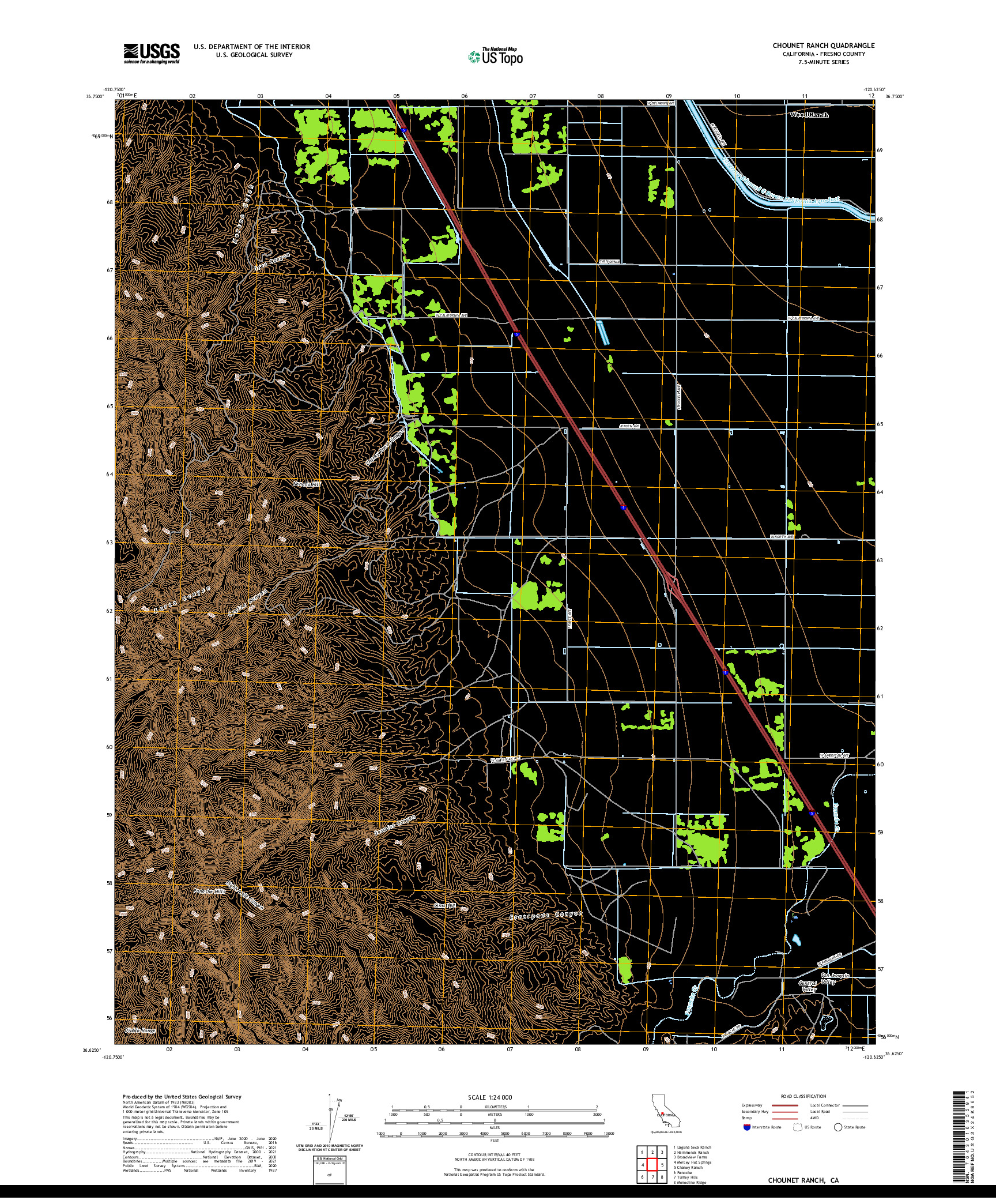 US TOPO 7.5-MINUTE MAP FOR CHOUNET RANCH, CA