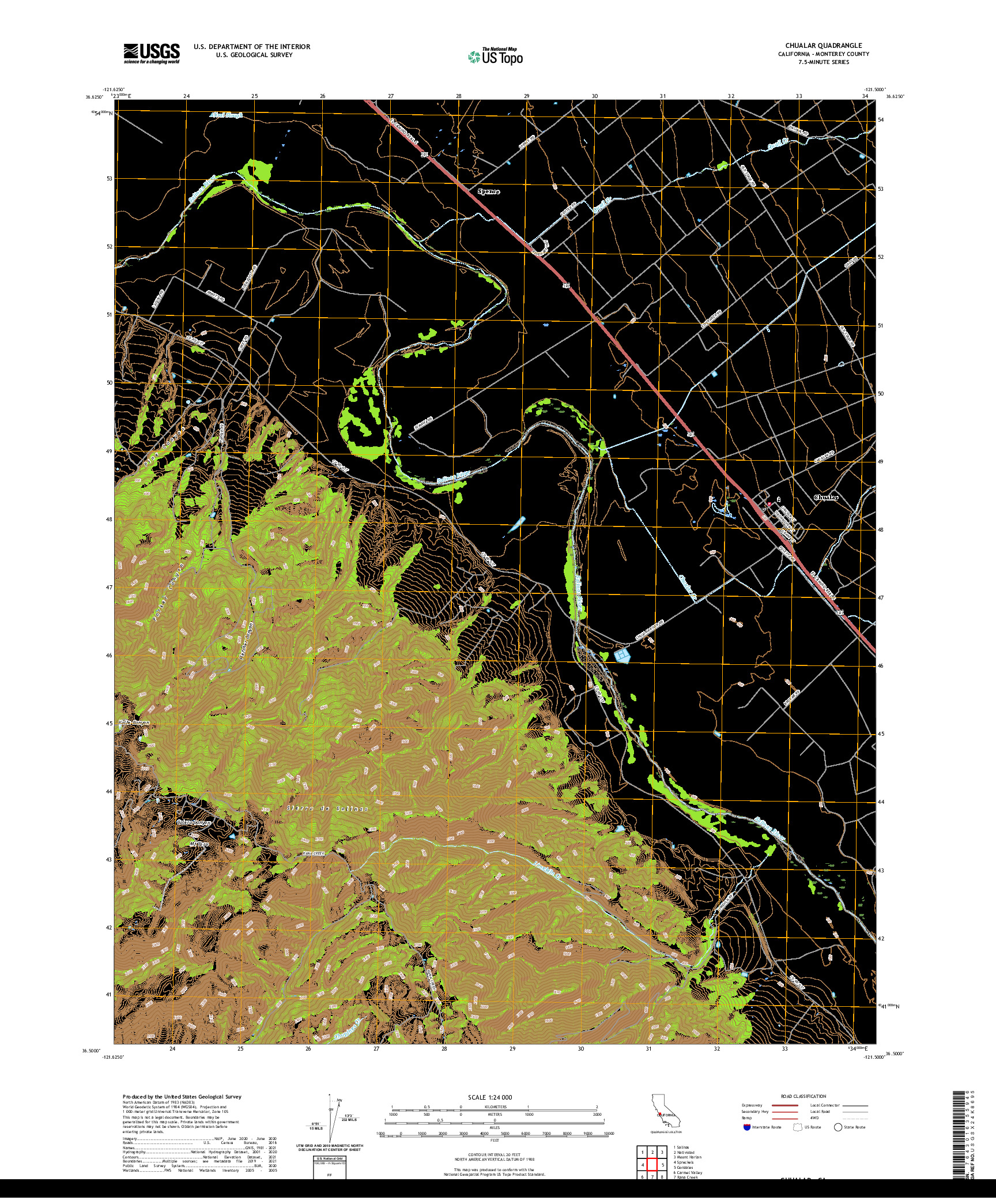 US TOPO 7.5-MINUTE MAP FOR CHUALAR, CA