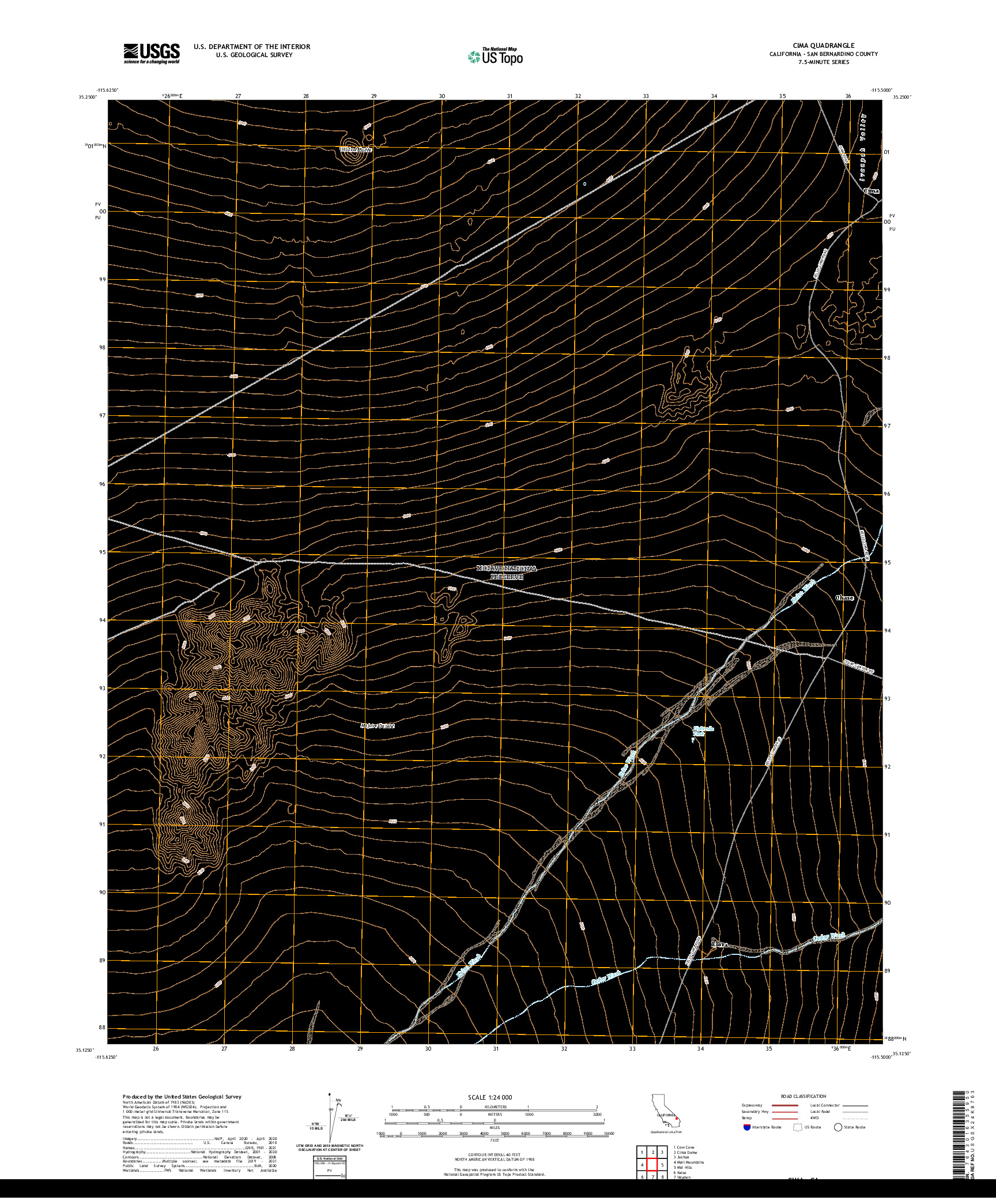 US TOPO 7.5-MINUTE MAP FOR CIMA, CA