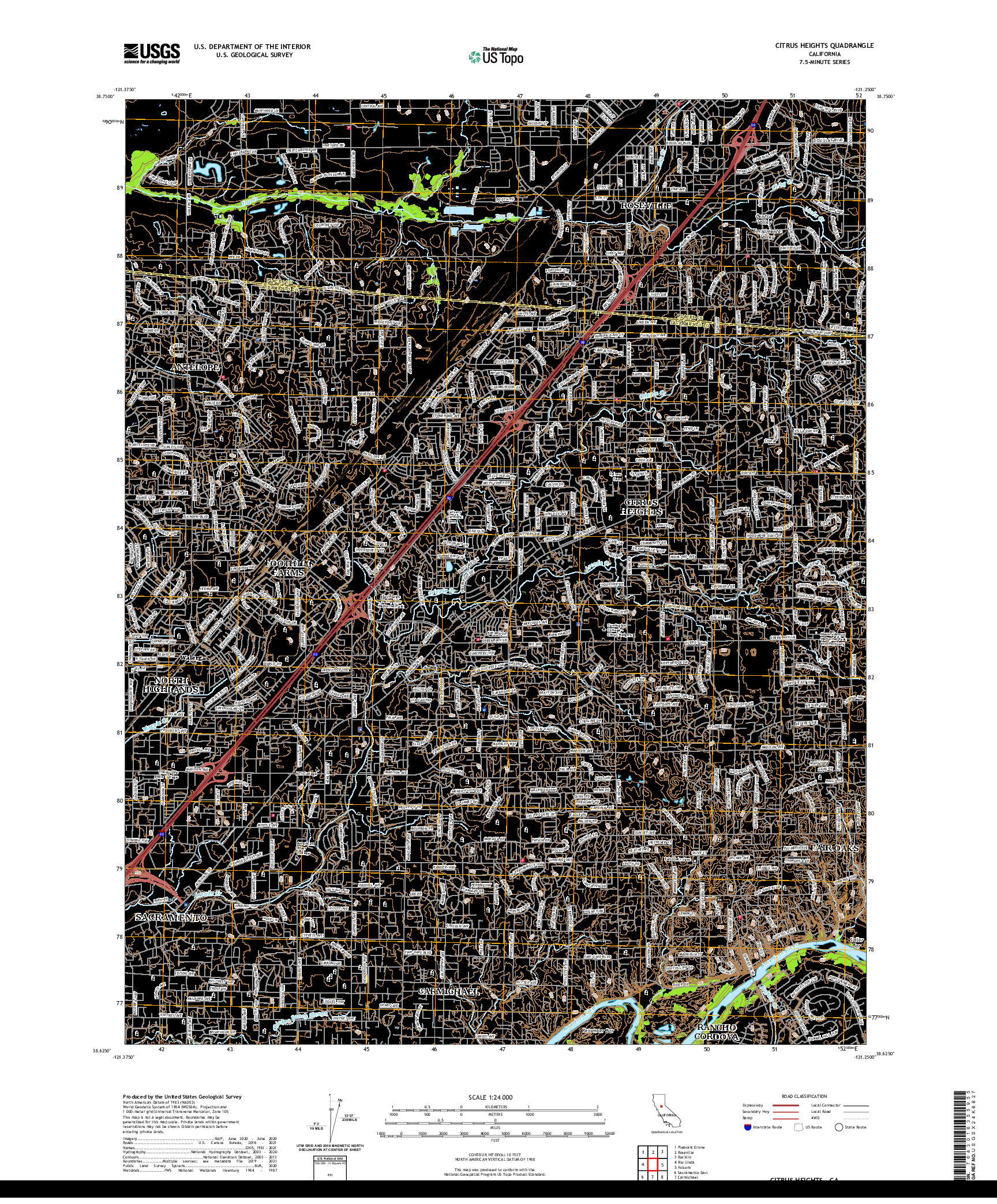 US TOPO 7.5-MINUTE MAP FOR CITRUS HEIGHTS, CA