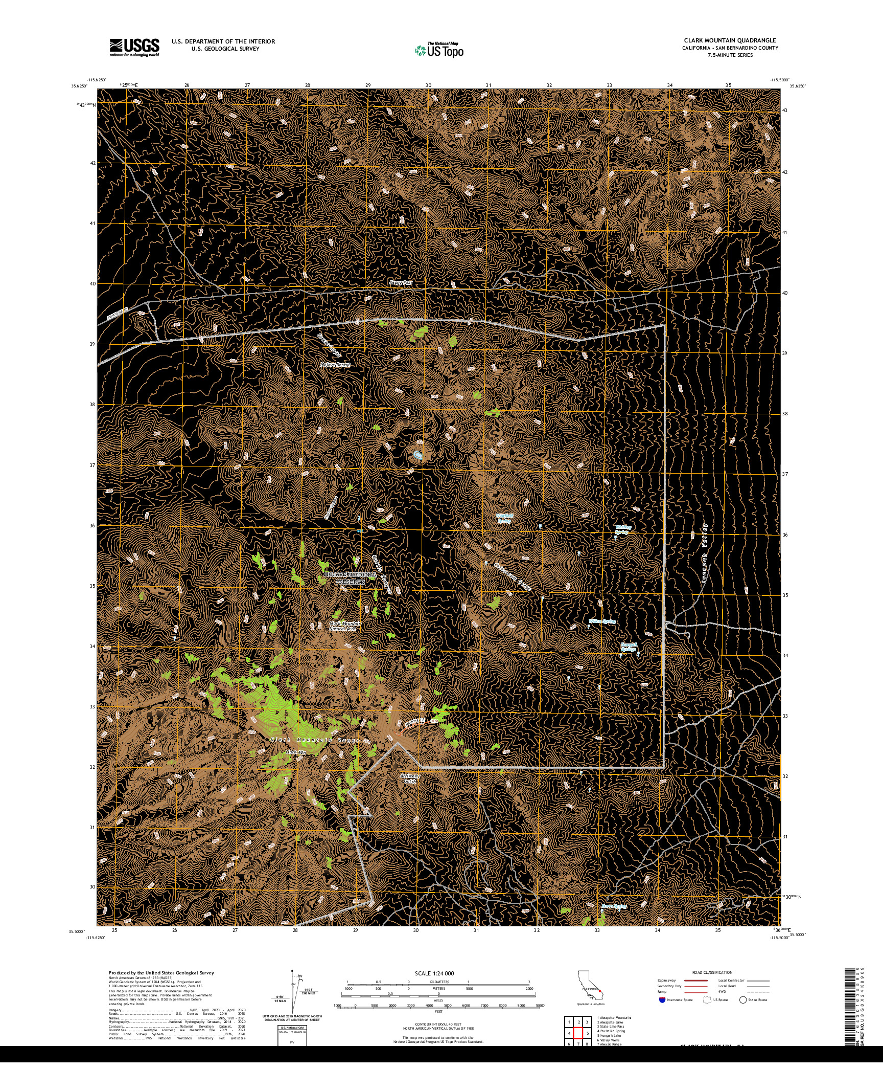 US TOPO 7.5-MINUTE MAP FOR CLARK MOUNTAIN, CA