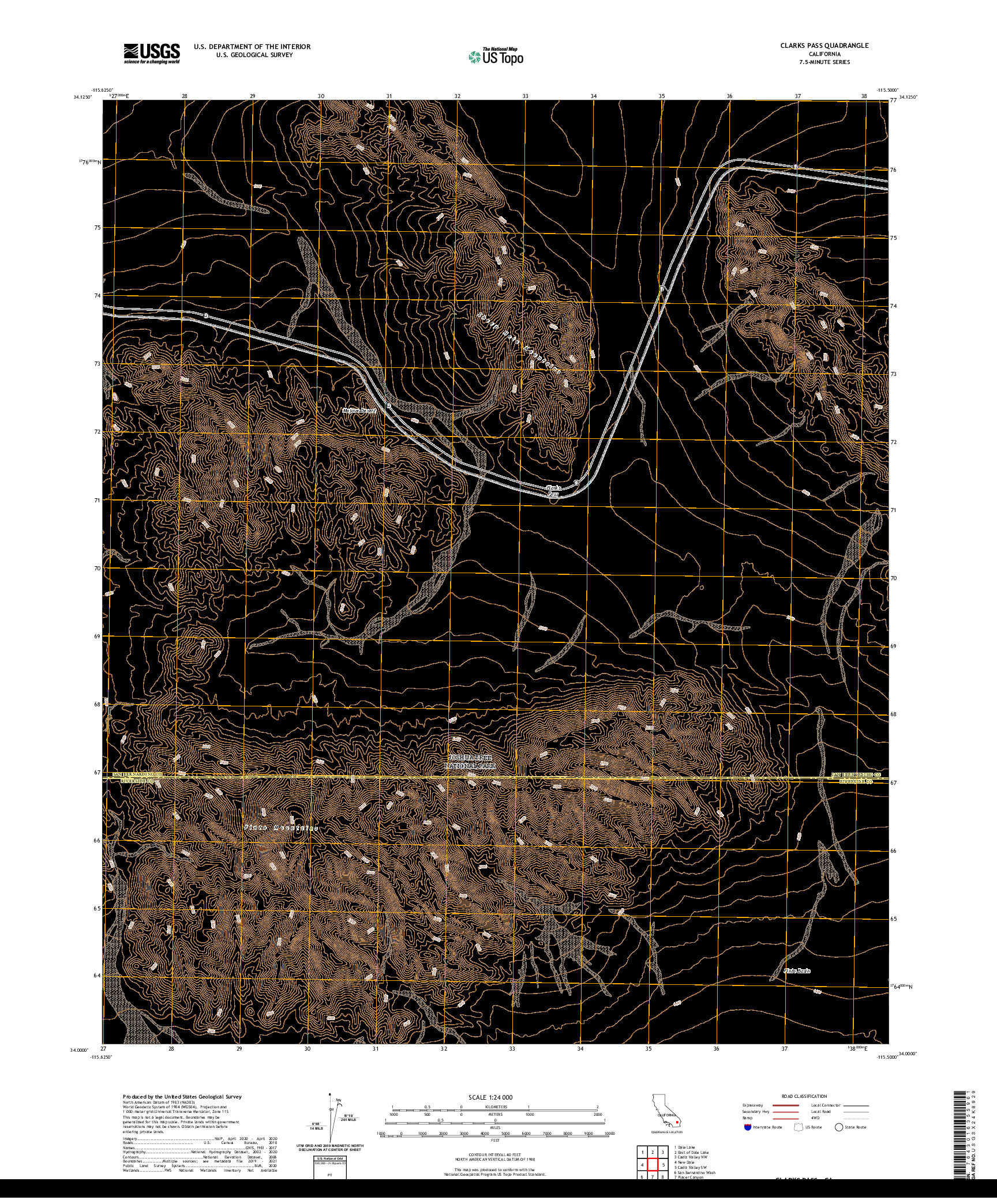 US TOPO 7.5-MINUTE MAP FOR CLARKS PASS, CA