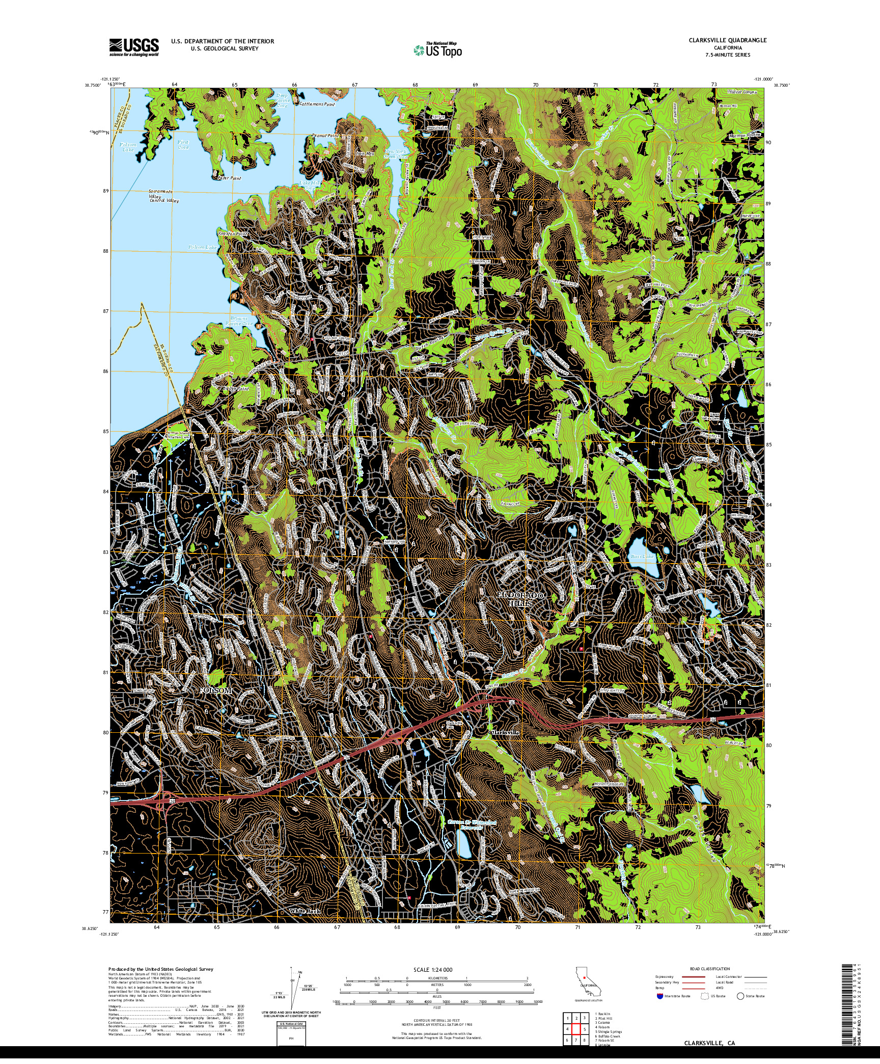 US TOPO 7.5-MINUTE MAP FOR CLARKSVILLE, CA