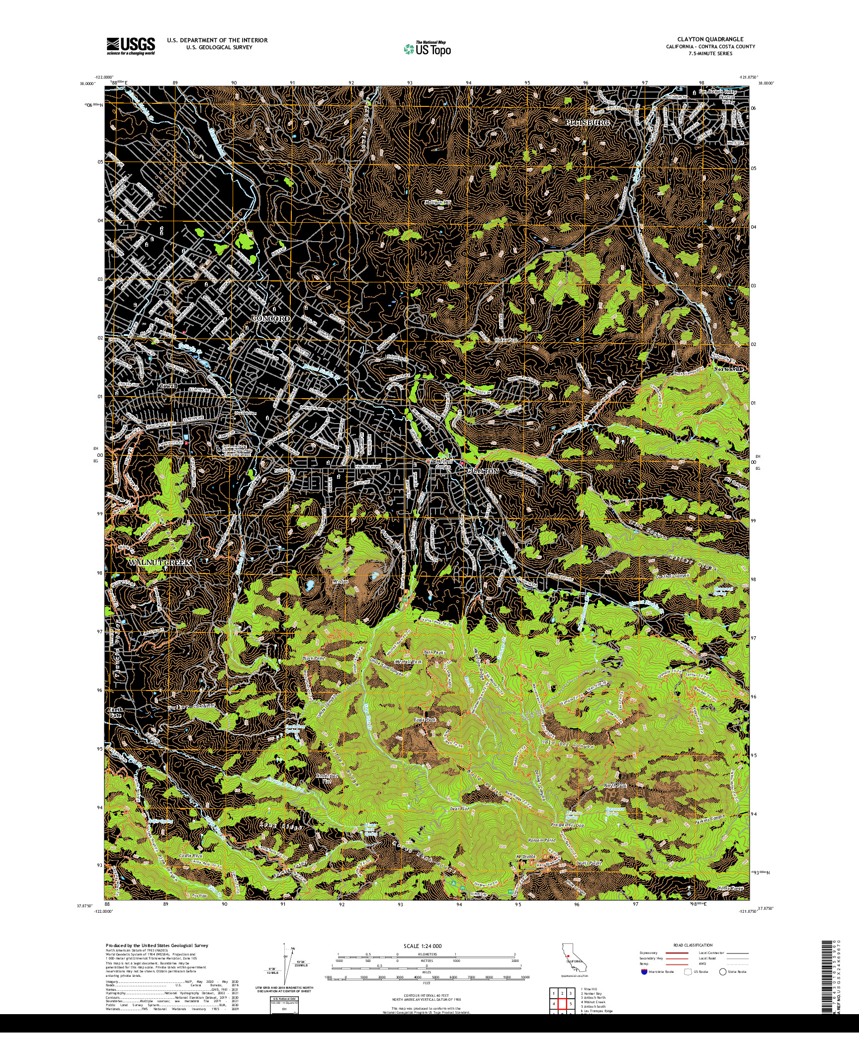 US TOPO 7.5-MINUTE MAP FOR CLAYTON, CA