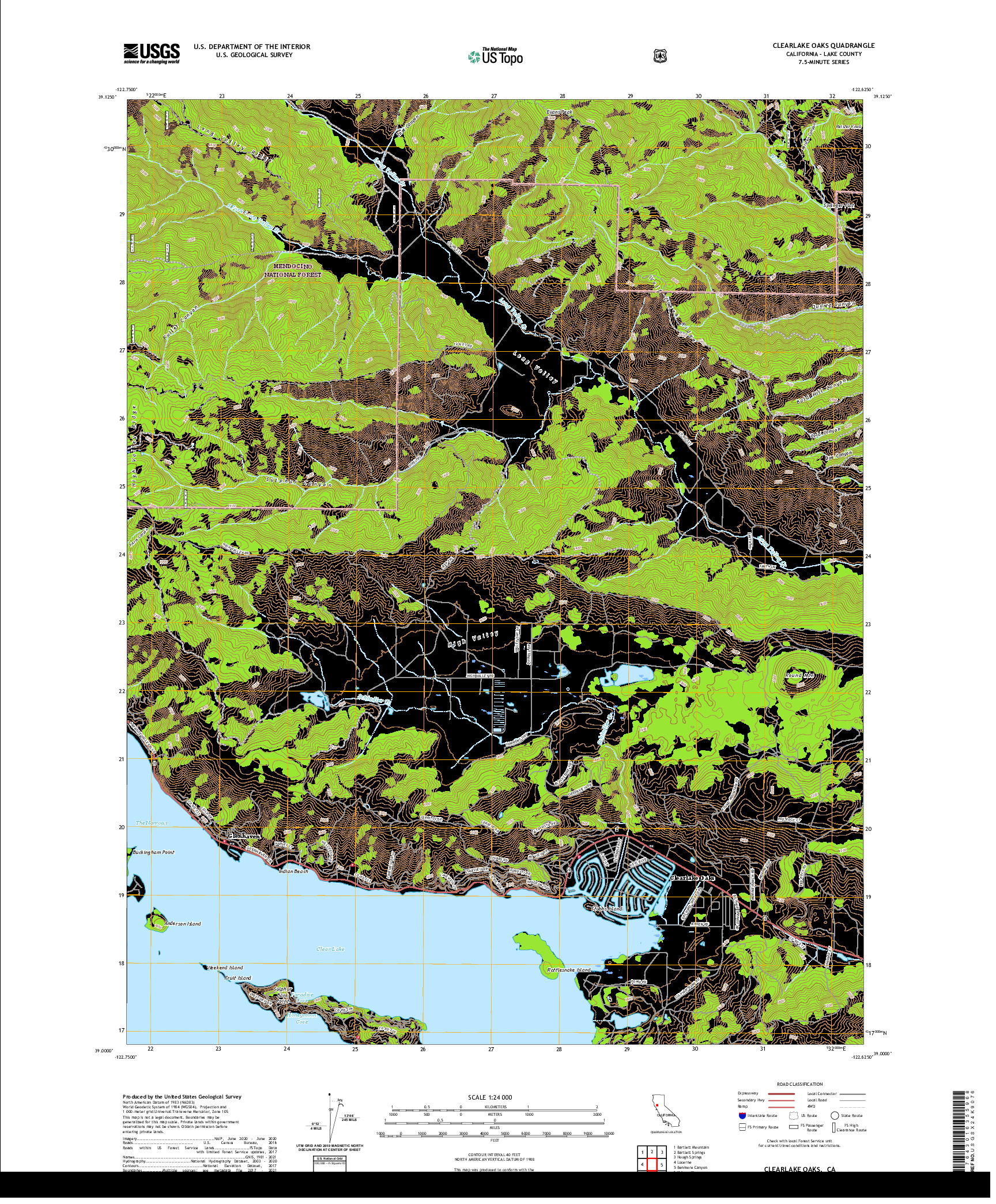 US TOPO 7.5-MINUTE MAP FOR CLEARLAKE OAKS, CA