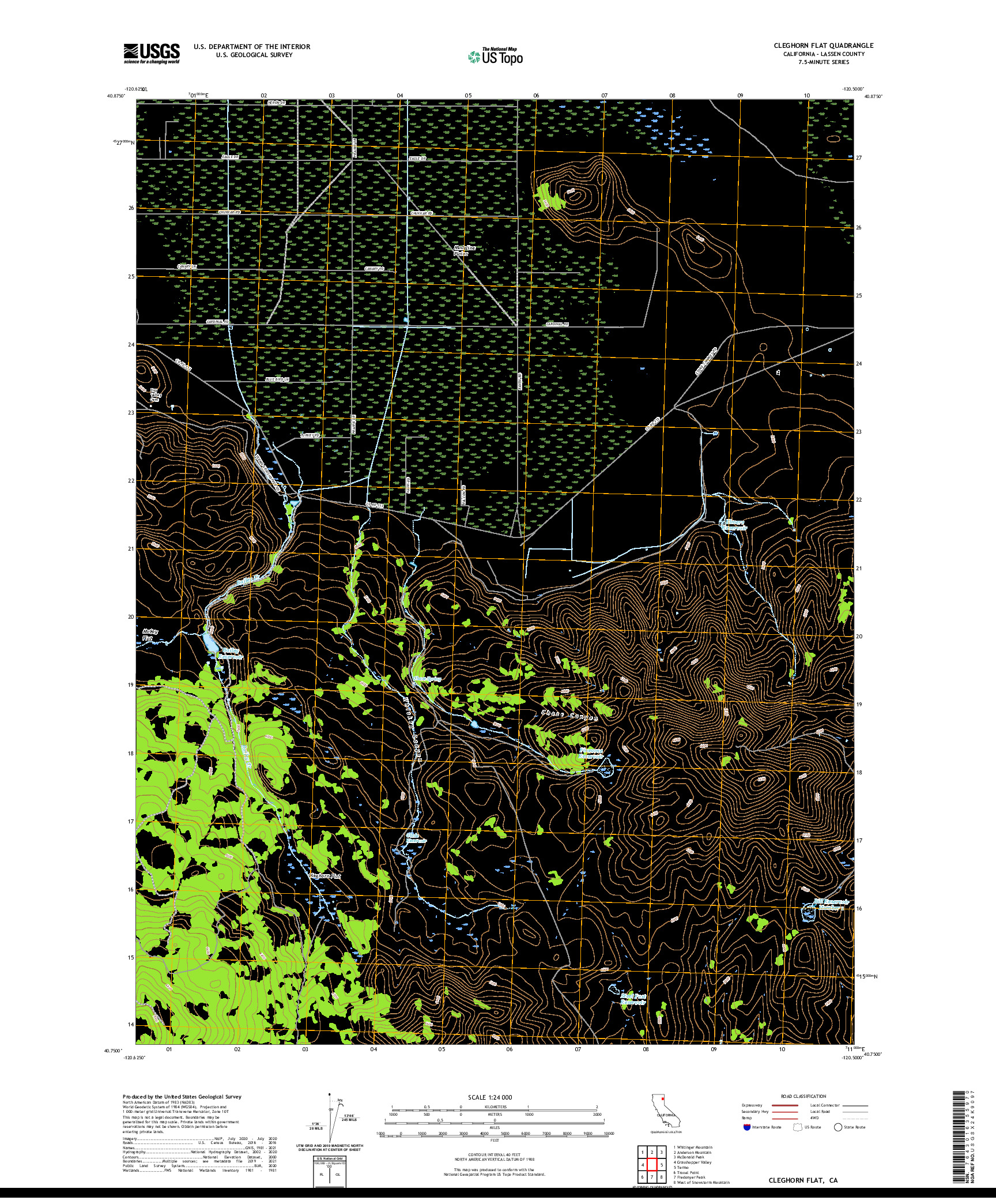 US TOPO 7.5-MINUTE MAP FOR CLEGHORN FLAT, CA