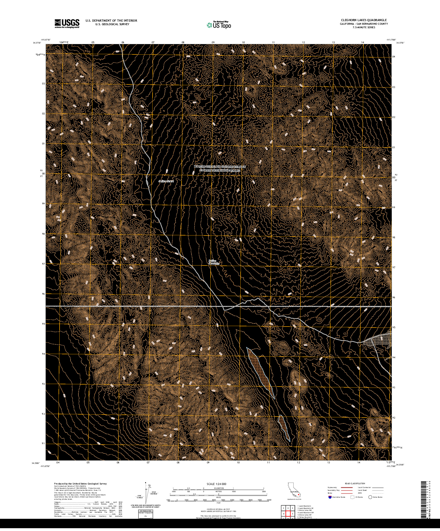 US TOPO 7.5-MINUTE MAP FOR CLEGHORN LAKES, CA