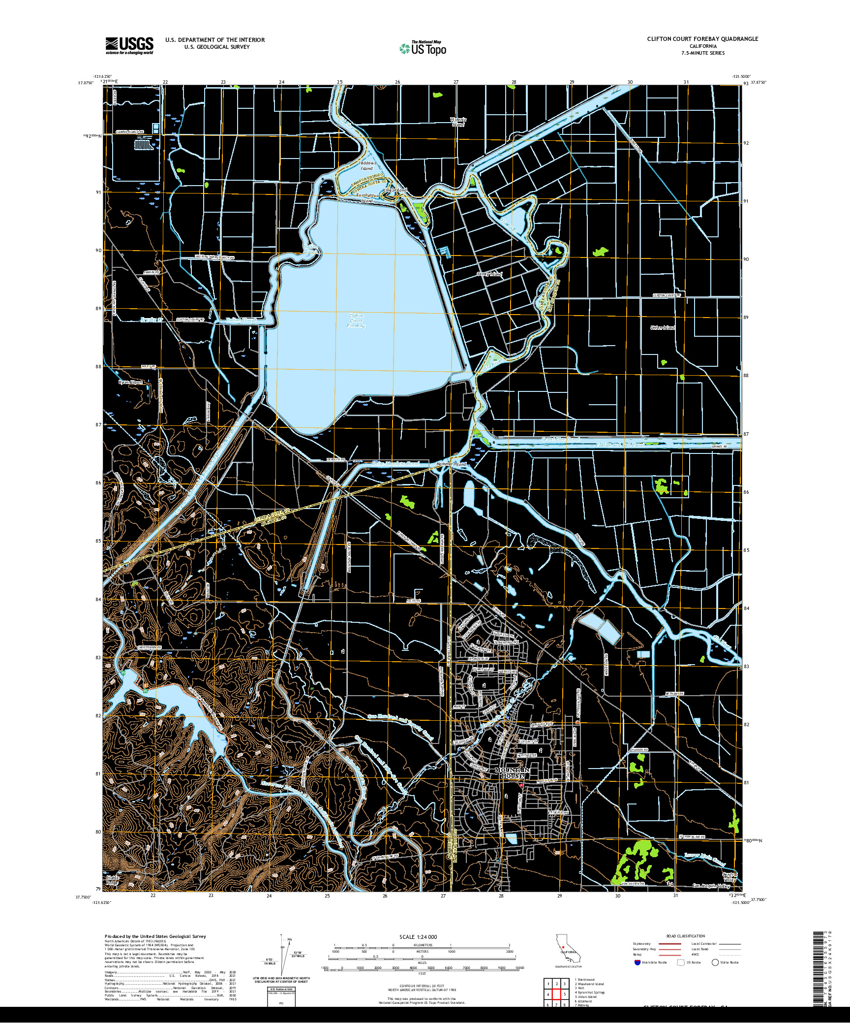 US TOPO 7.5-MINUTE MAP FOR CLIFTON COURT FOREBAY, CA