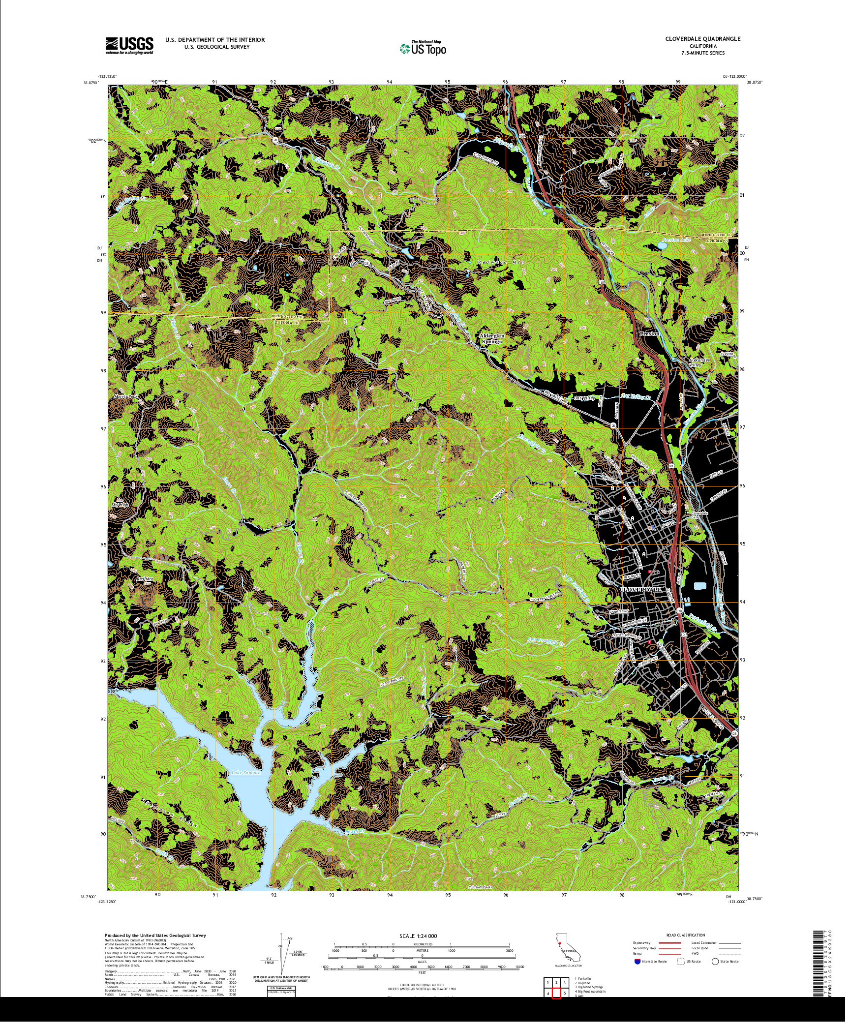 US TOPO 7.5-MINUTE MAP FOR CLOVERDALE, CA