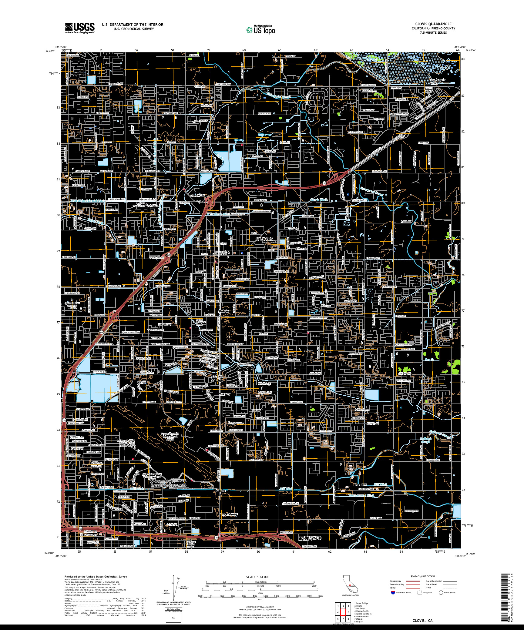 US TOPO 7.5-MINUTE MAP FOR CLOVIS, CA