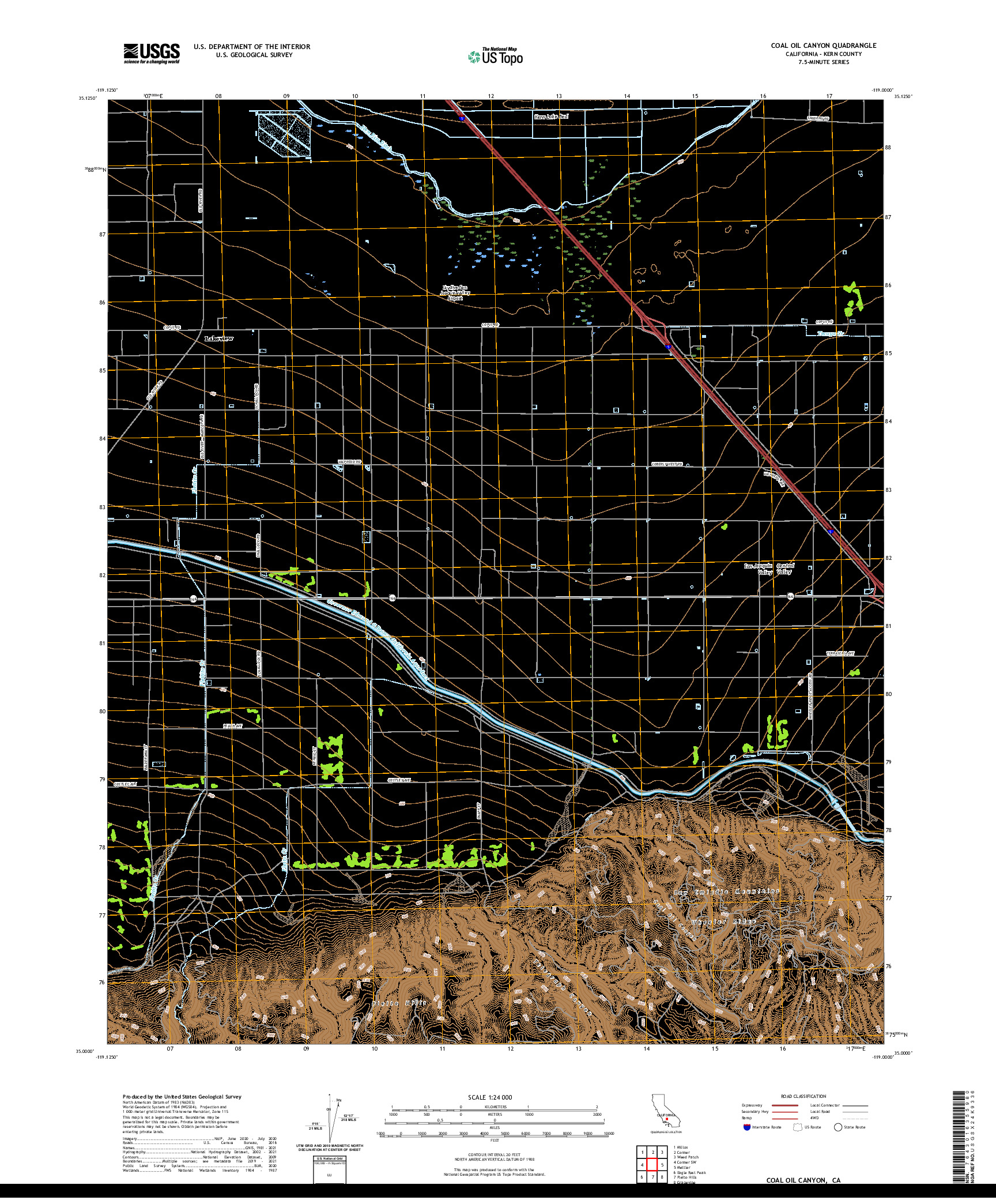 US TOPO 7.5-MINUTE MAP FOR COAL OIL CANYON, CA