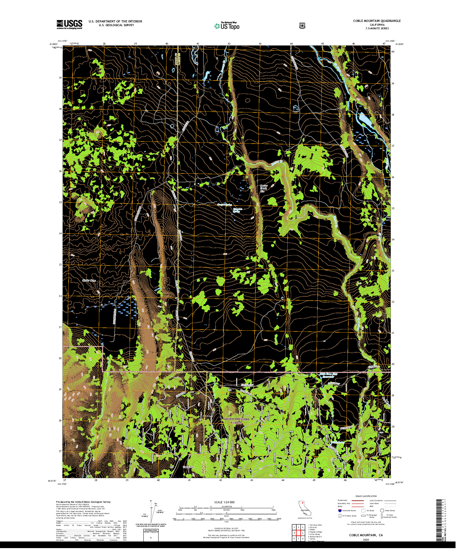 US TOPO 7.5-MINUTE MAP FOR COBLE MOUNTAIN, CA