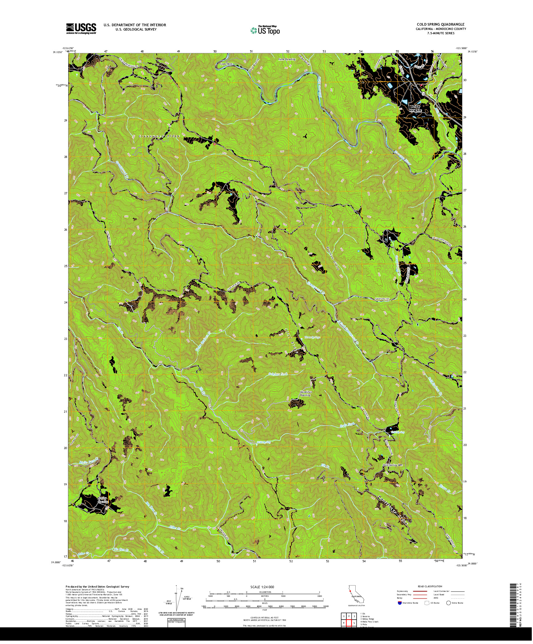 US TOPO 7.5-MINUTE MAP FOR COLD SPRING, CA