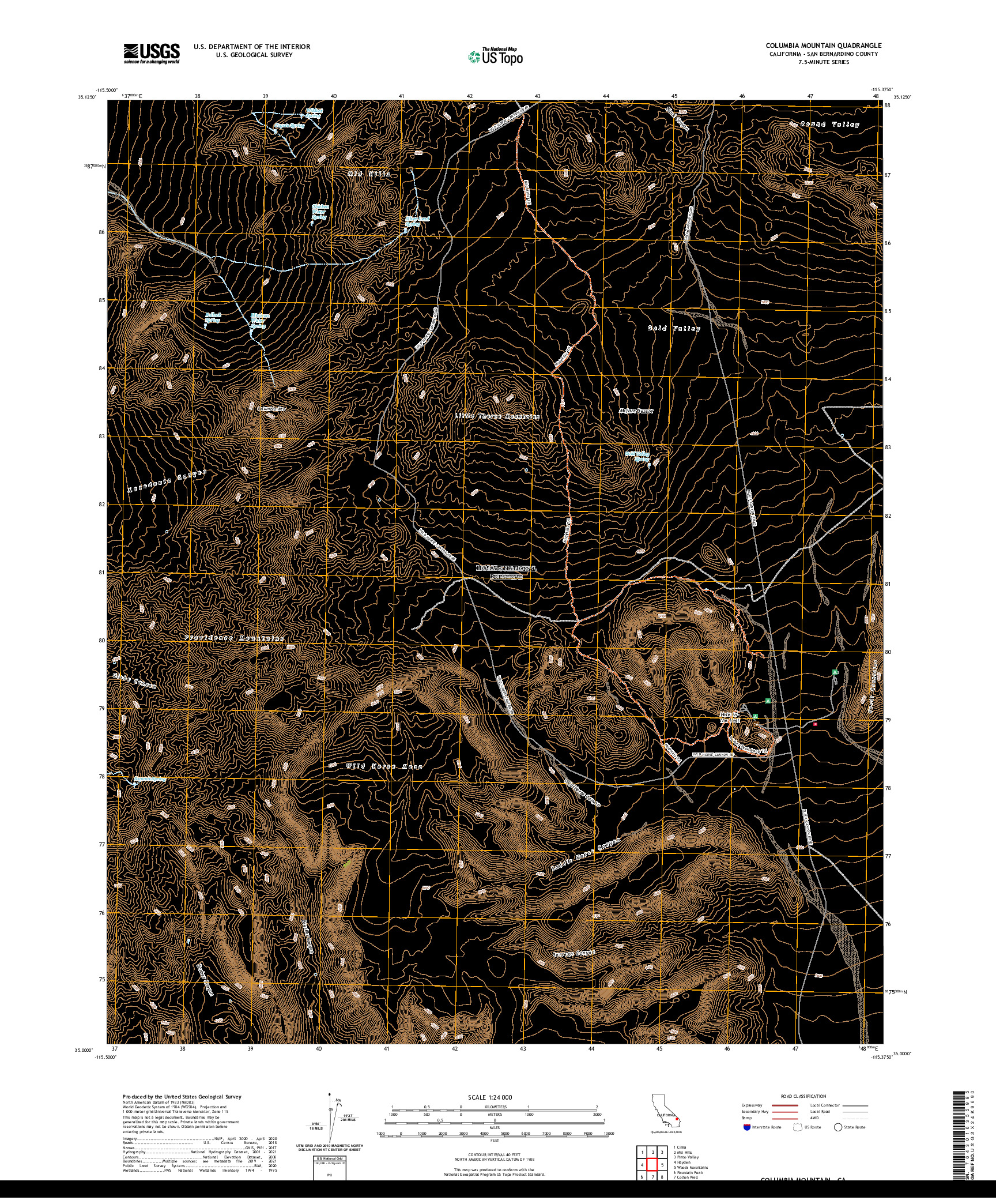 US TOPO 7.5-MINUTE MAP FOR COLUMBIA MOUNTAIN, CA