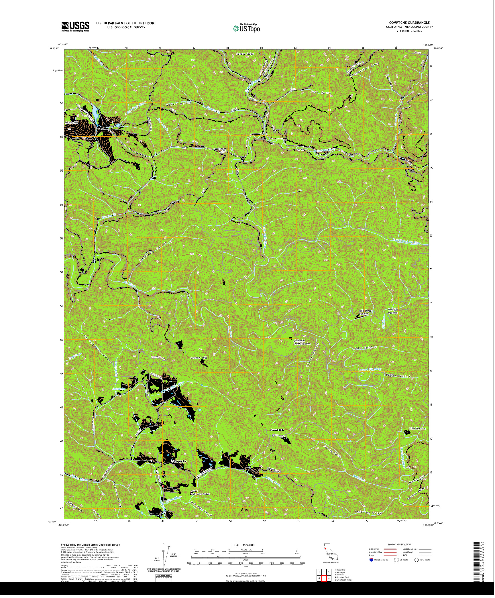 US TOPO 7.5-MINUTE MAP FOR COMPTCHE, CA