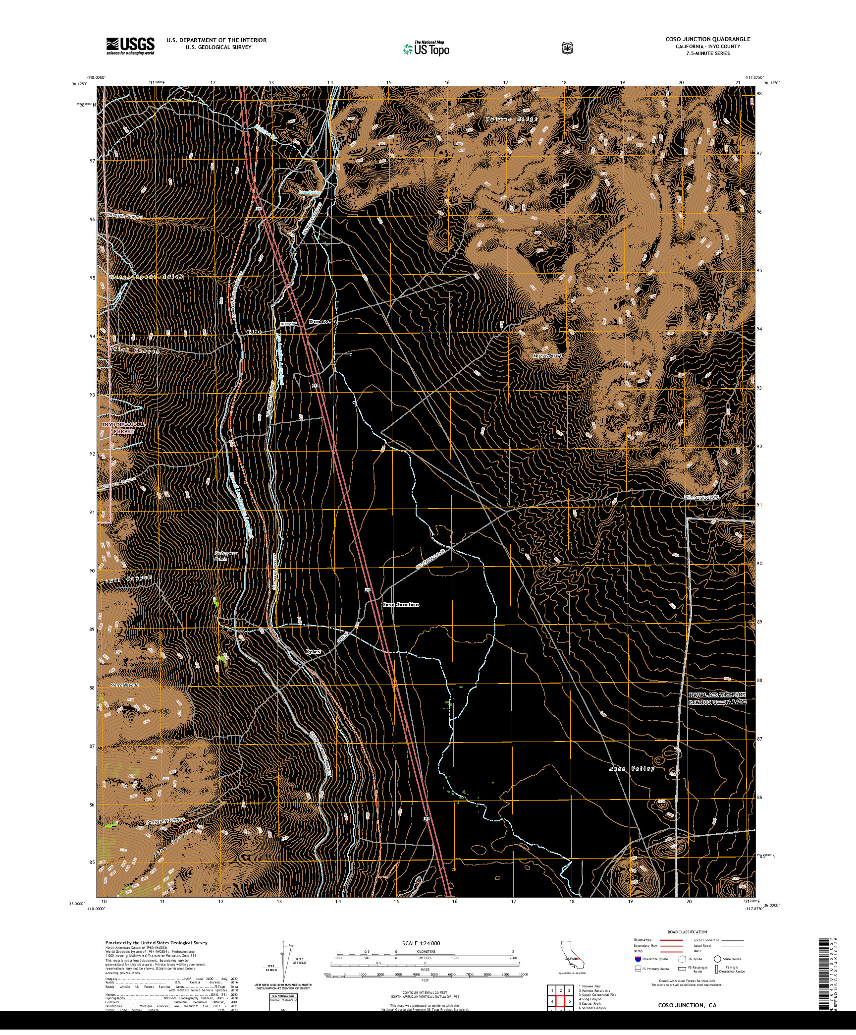 US TOPO 7.5-MINUTE MAP FOR COSO JUNCTION, CA