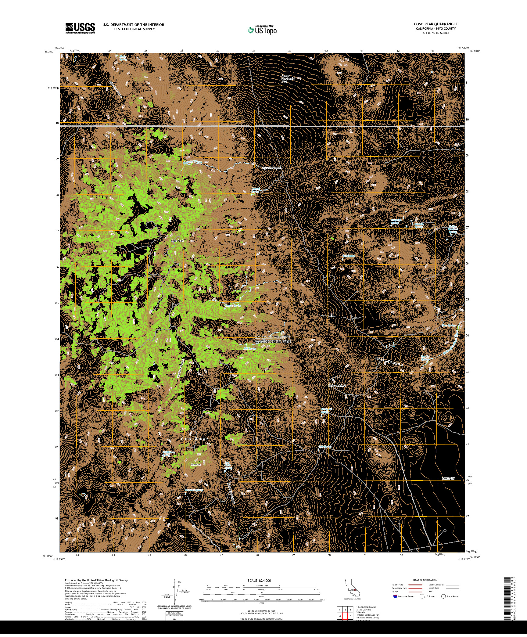 US TOPO 7.5-MINUTE MAP FOR COSO PEAK, CA