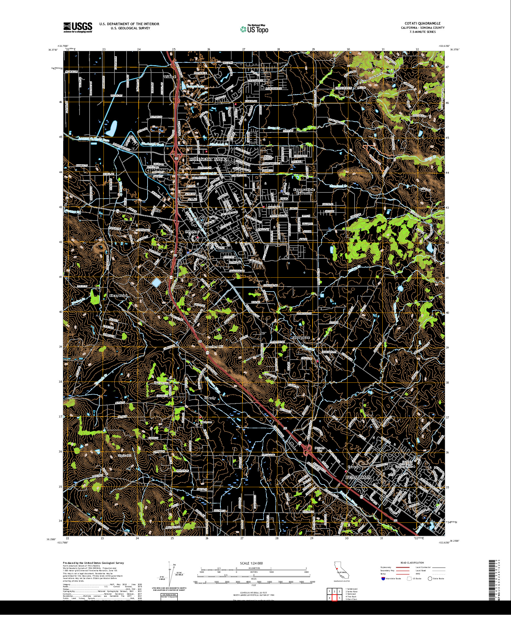 US TOPO 7.5-MINUTE MAP FOR COTATI, CA