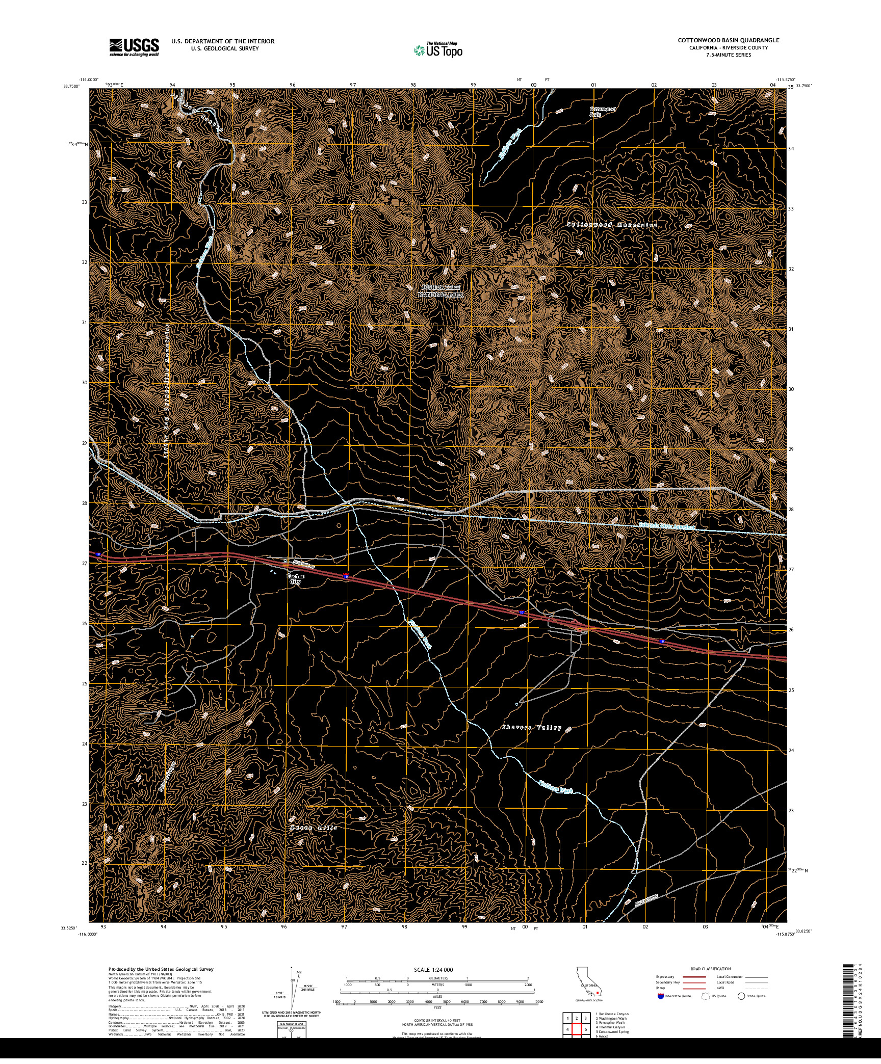 US TOPO 7.5-MINUTE MAP FOR COTTONWOOD BASIN, CA