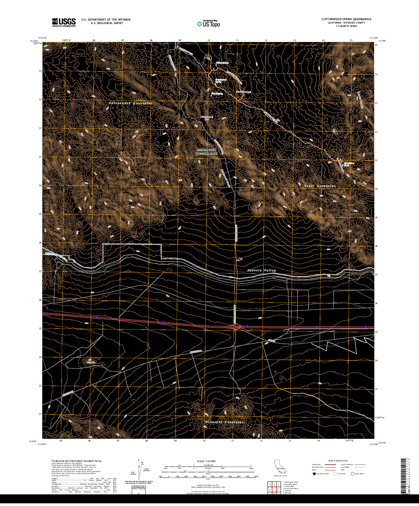 US TOPO 7.5-MINUTE MAP FOR COTTONWOOD SPRING, CA