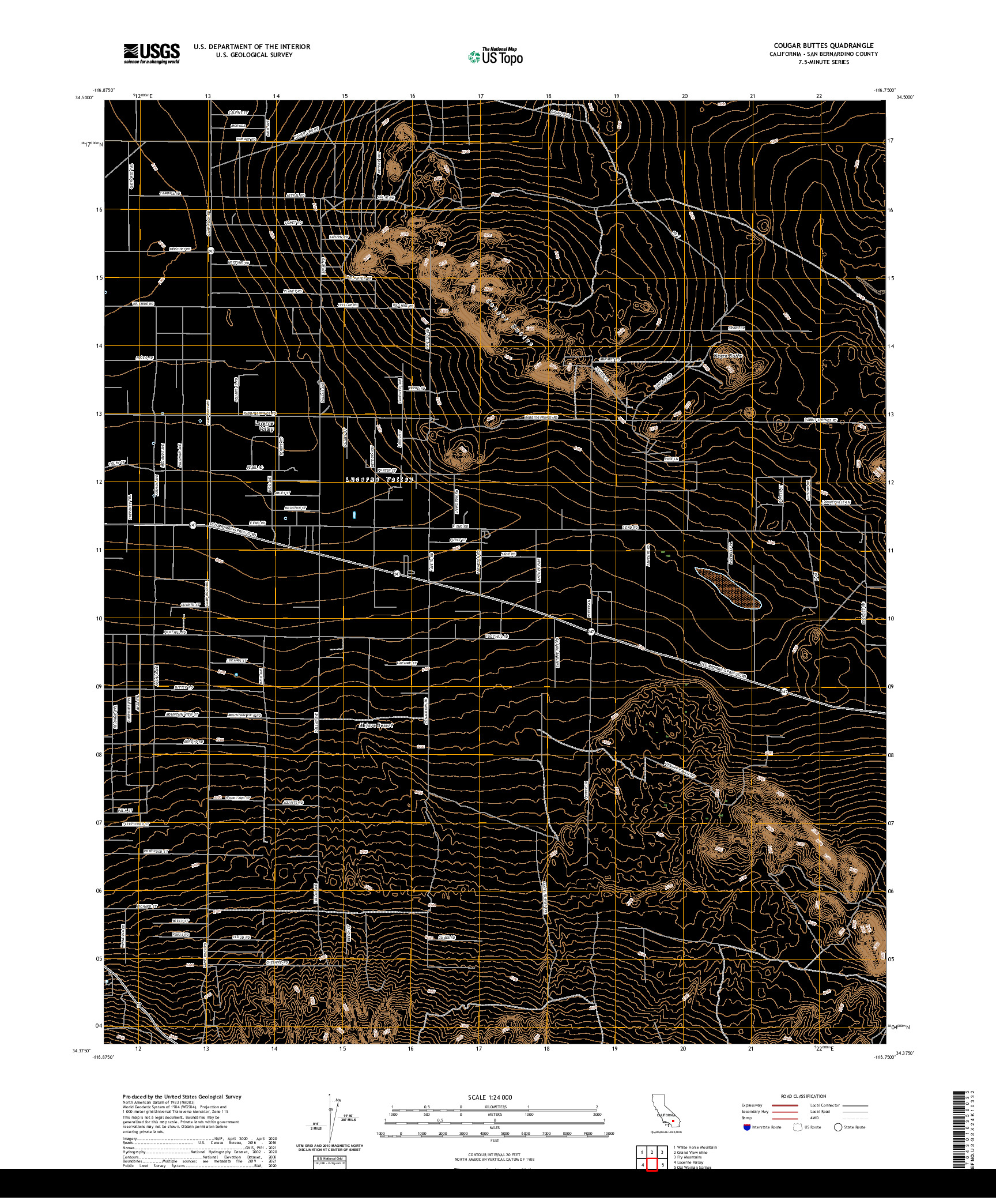 US TOPO 7.5-MINUTE MAP FOR COUGAR BUTTES, CA