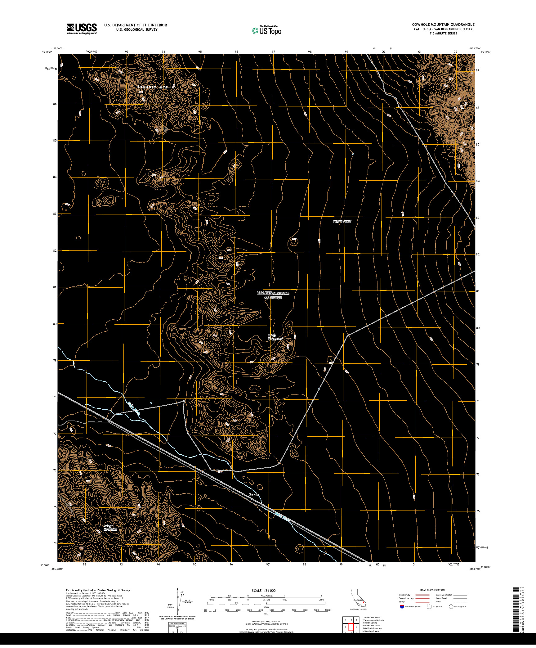 US TOPO 7.5-MINUTE MAP FOR COWHOLE MOUNTAIN, CA