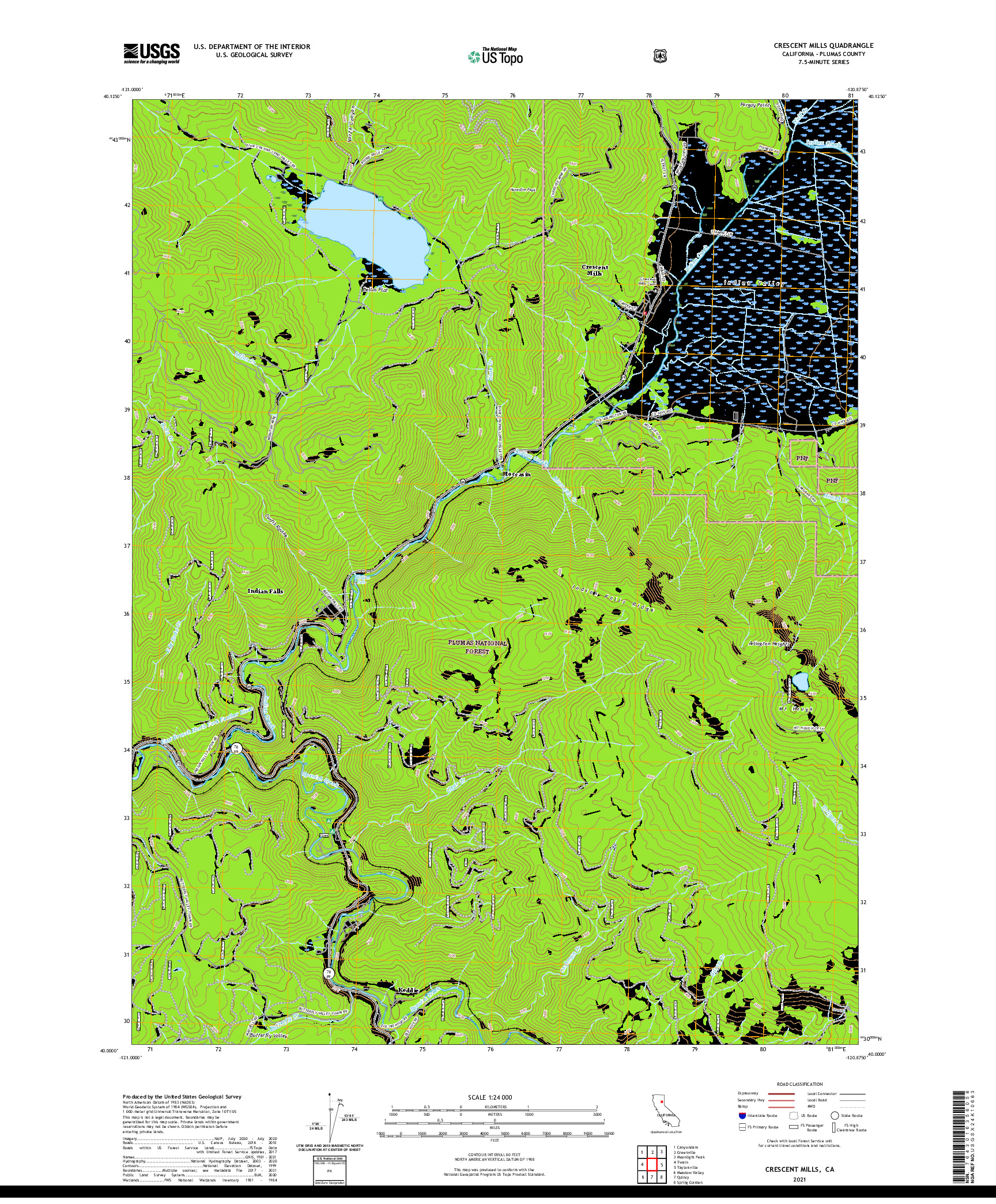 US TOPO 7.5-MINUTE MAP FOR CRESCENT MILLS, CA